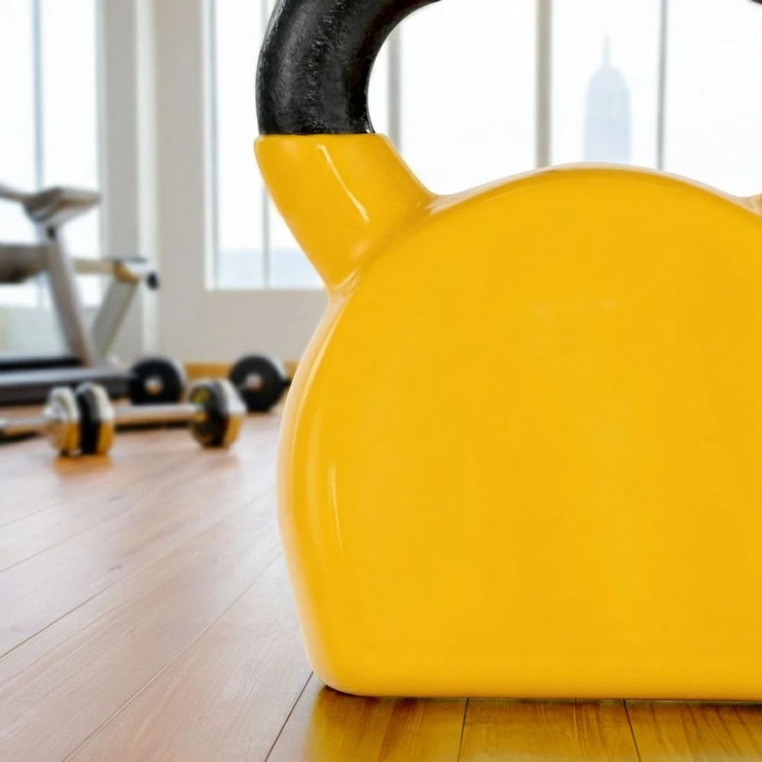 6 Everfit 20kg Kettlebell Set Weightlifting Bench Dumbbells Kettle Bell Gym Home - Yellow, 6 of 6