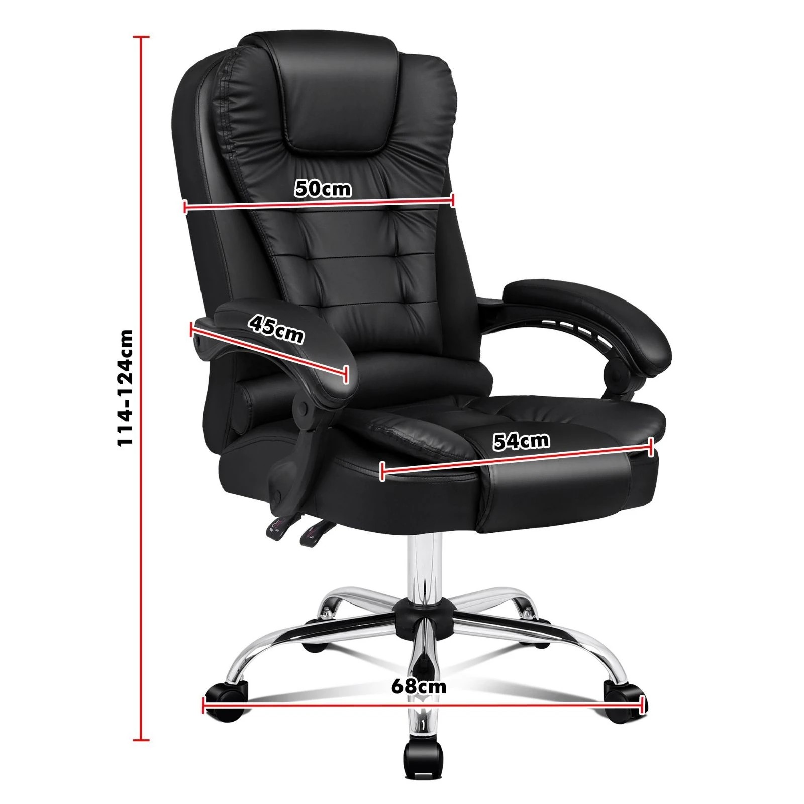 8 Alfordson Office Chair Gaming Executive Computer Recliner Racer PU Leather Seat - Black, 8 of 10