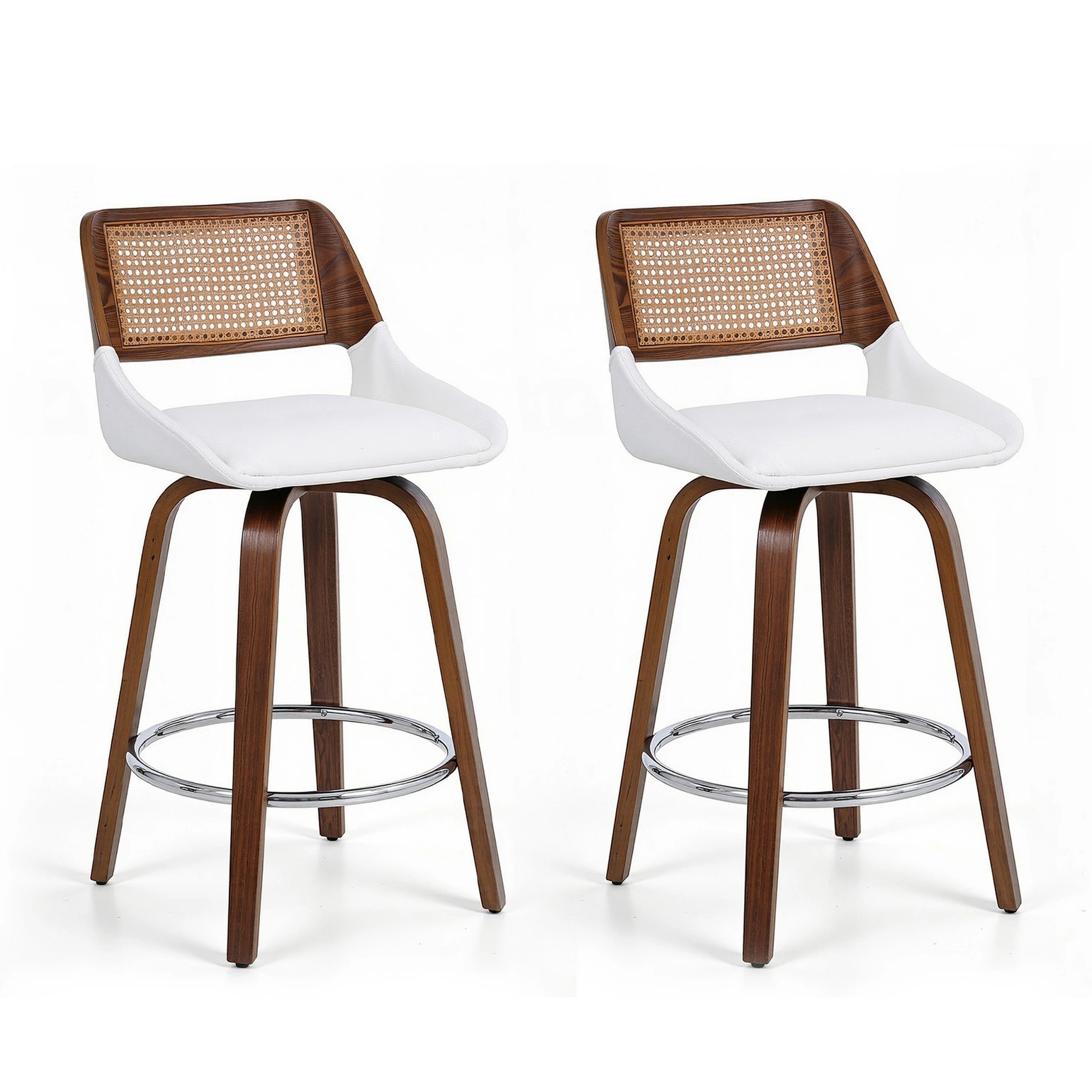 1 Artiss Wooden Bar Stools Set of 2 Swivel Kitchen Counter Stool Chair 60cm Seat - Multi, 1 of 2