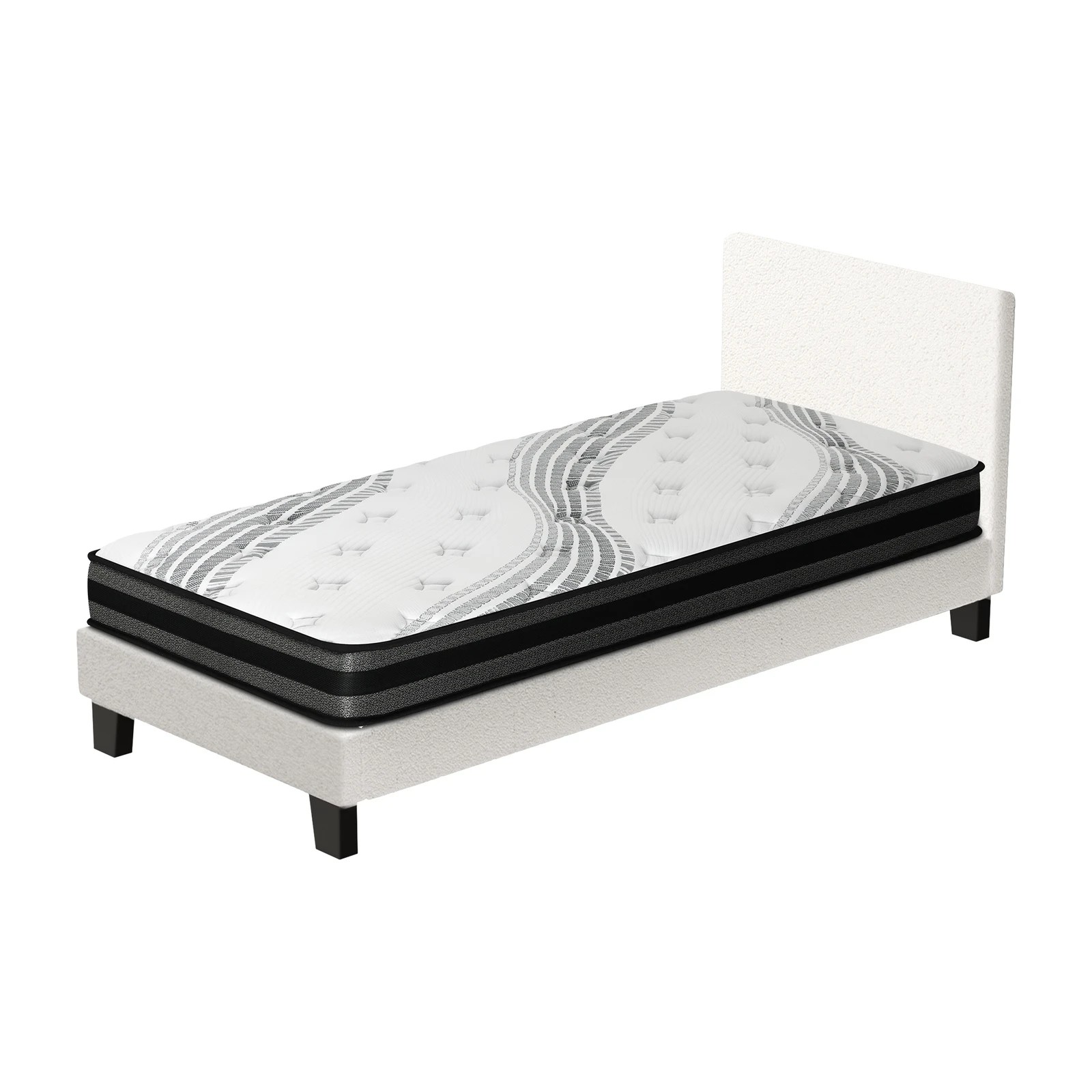 9 Oikiture King Single Bed Frame With Mattress Set
 - White, 9 of 10