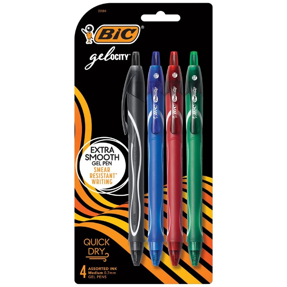 1 BIC Gelocity Quick Dry Gel Pens 0.7mm Assorted 4 Pack, 1 of 8