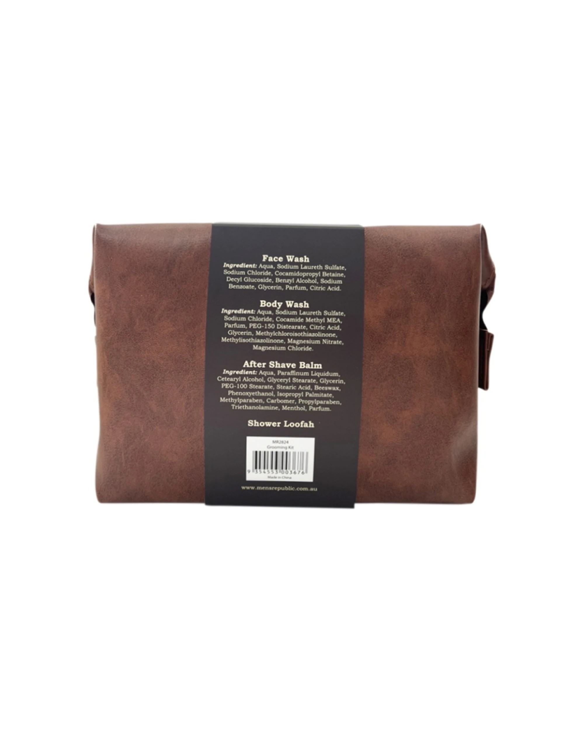 4 Men's Republic 5pc Grooming Kit Faux Leather Toiletry Bag Body Face Wash - Brown, 4 of 7