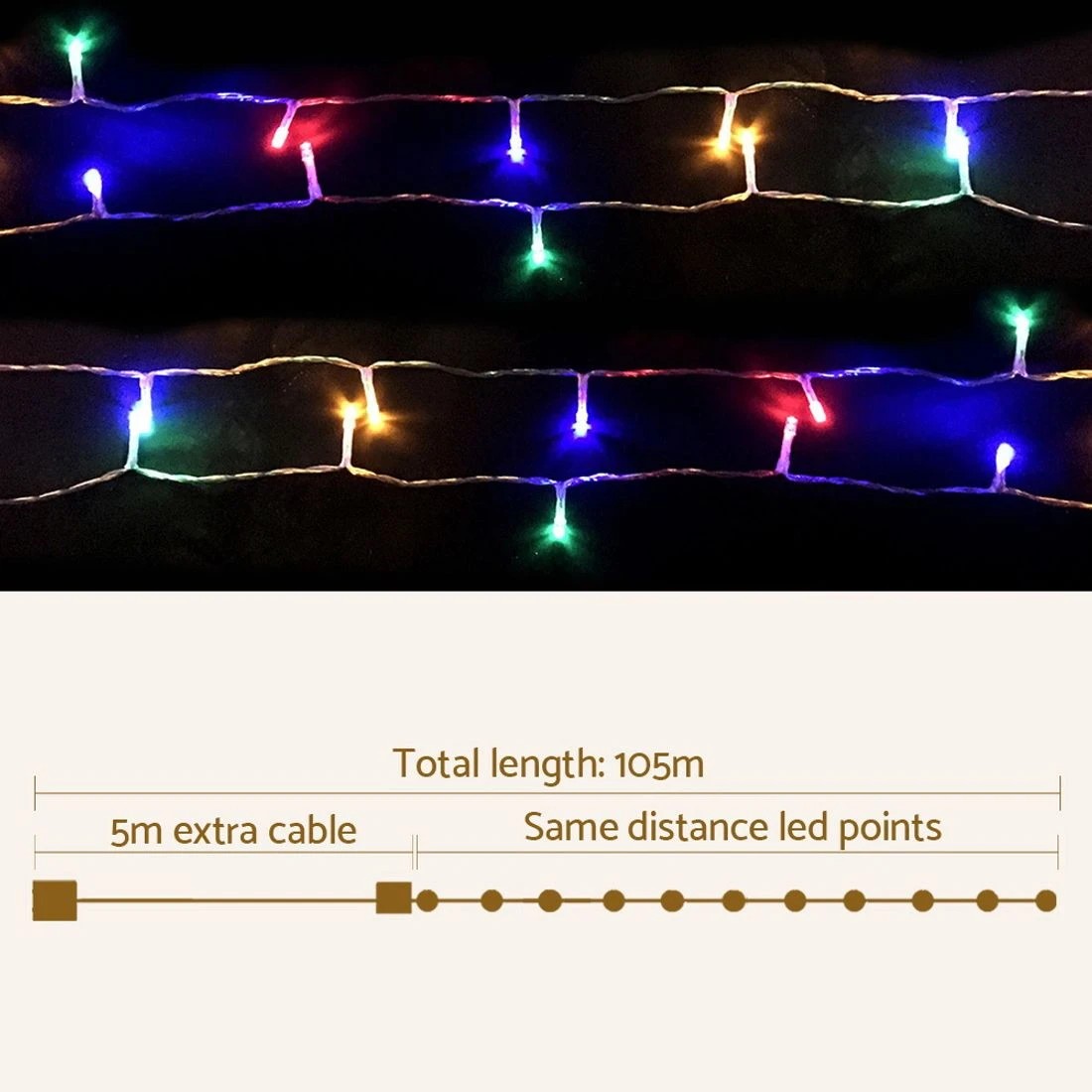 3 Jingle Jollys 100m Christmas Lights String Light 500 Led Colourful
 - Multi, 3 of 9