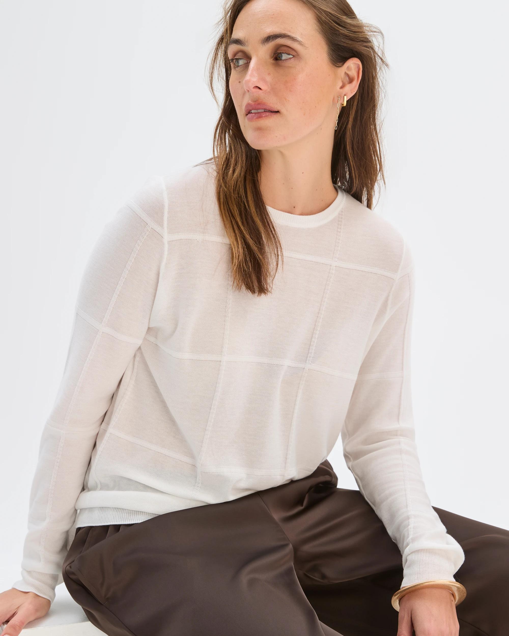 5 Preview Windowpane Knit Jumper CLOUD DANCER, 5 of 7