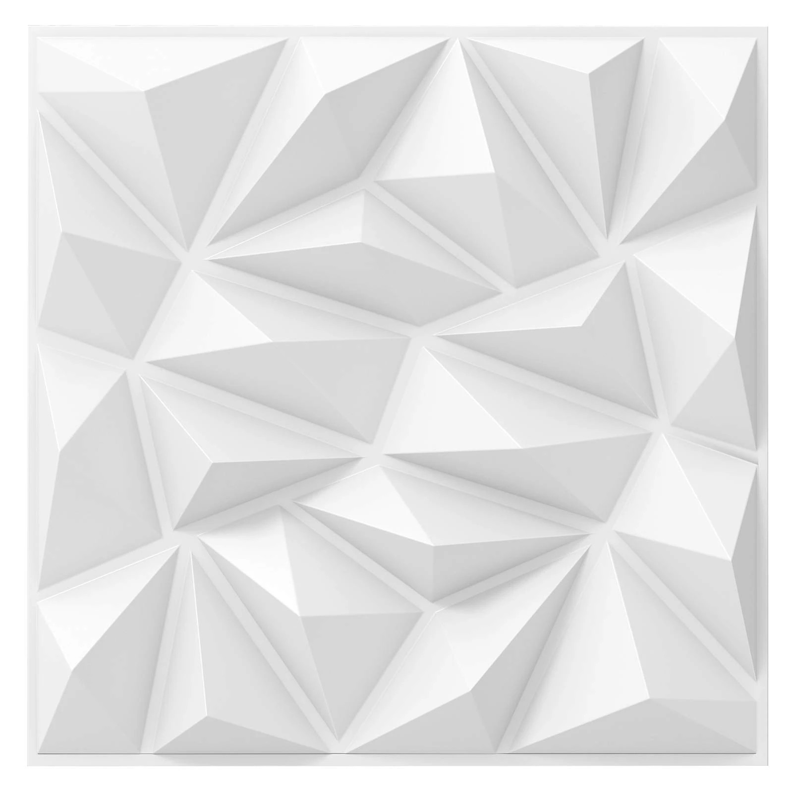 1 Costway 20-Pack 3D Wall Panels Accent PVC Wall Decoration Diamond Patterned - White, 1 of 1