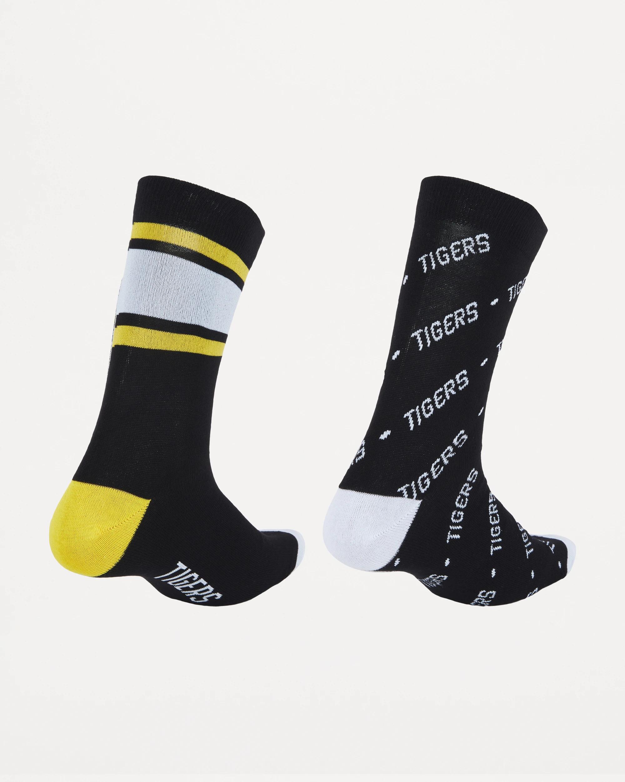 2 2 Pack Official AFL Adult Sock Set BLACK RICHMOND, 2 of 3