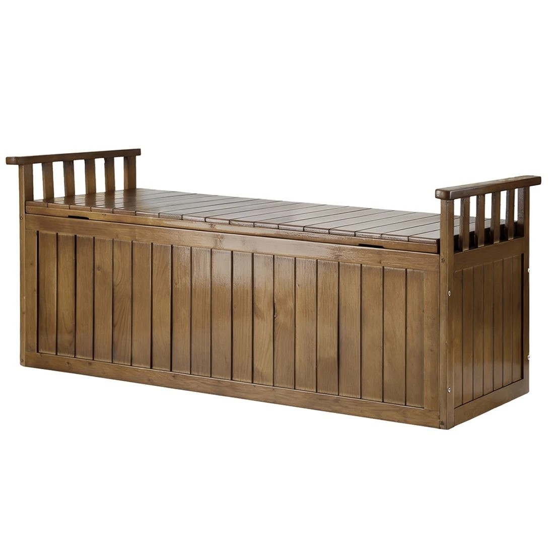 1 Gardeon XL Outdoor Storage Bench Fir Wood Seat Weather Resistant Lift Top Garden Toy Cushion Chest Durable - Brown, 1 of 8