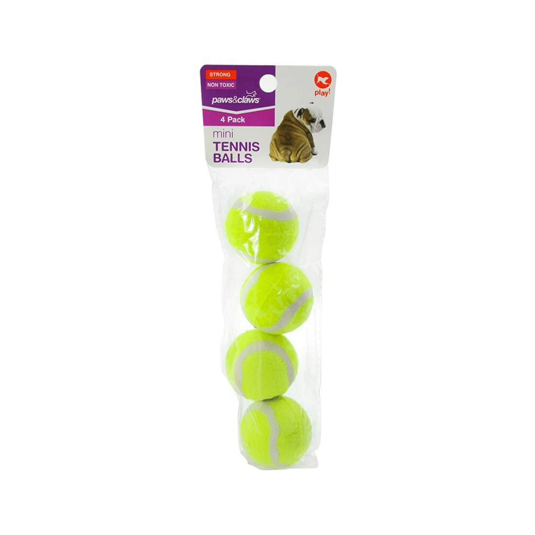 1 Paws And Claws 4pk 4cm Mini Tennis Ball Dog Toy Interactive Play Bright Colours
 - Green, 1 of 9