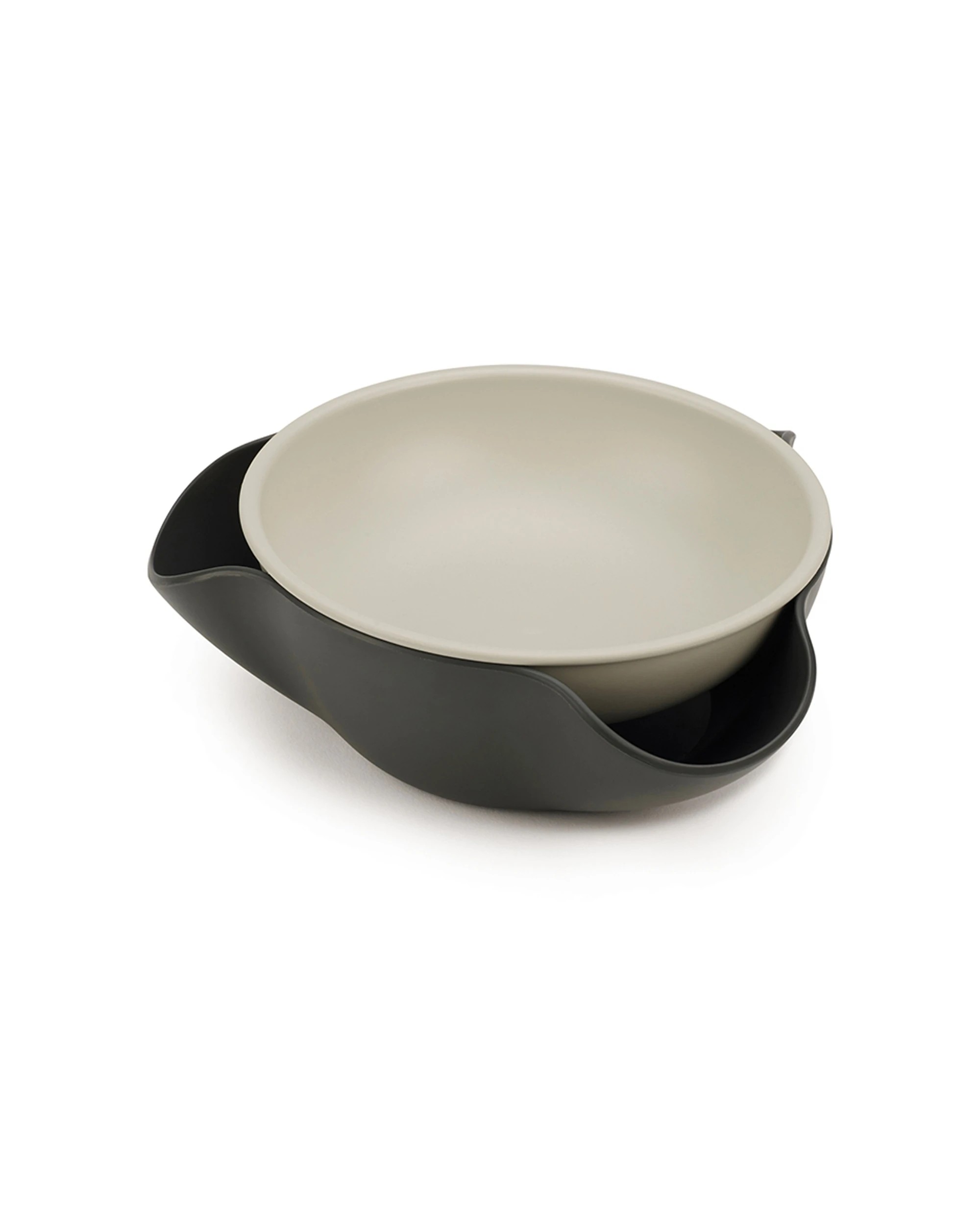 1 Joseph Joseph Double Dish Stacked Bowl Waste Disposal Snack Serving Bowl Compact Design 17.8cm - Grey, 1 of 8
