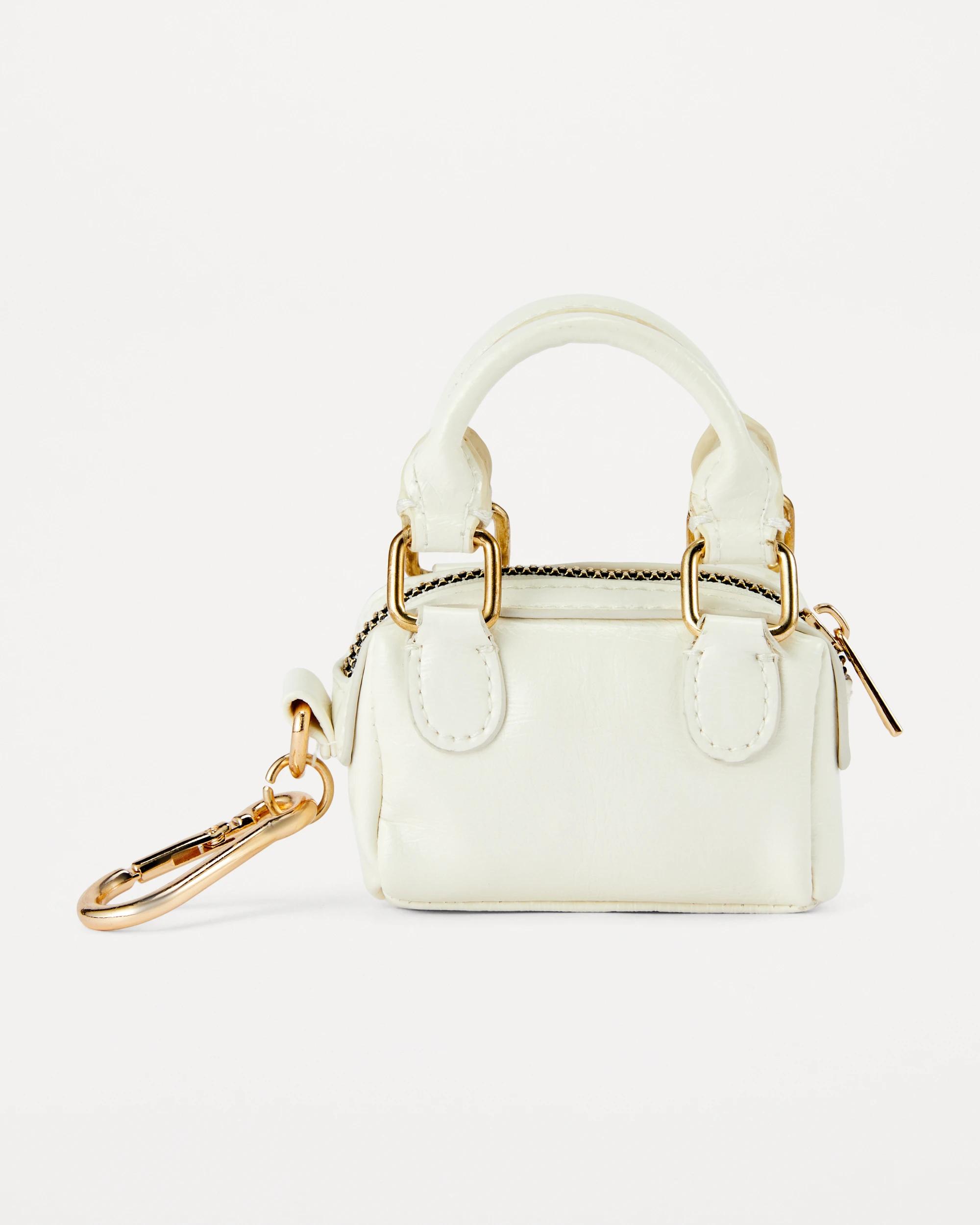 2 Bag Charm Keyring - White and Gold Tone White2, 2 of 6