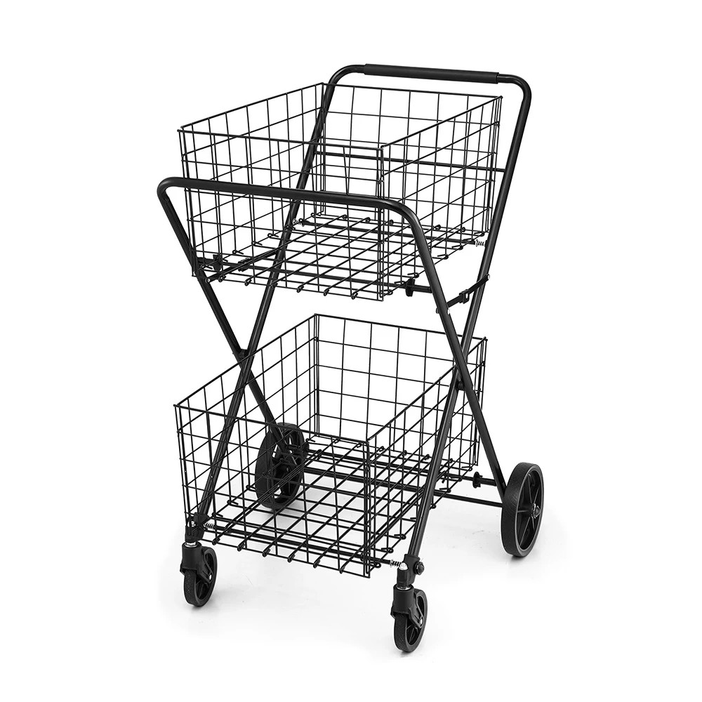 1 Emajin Foldable Shopping Trolley Cart - Black, 1 of 1