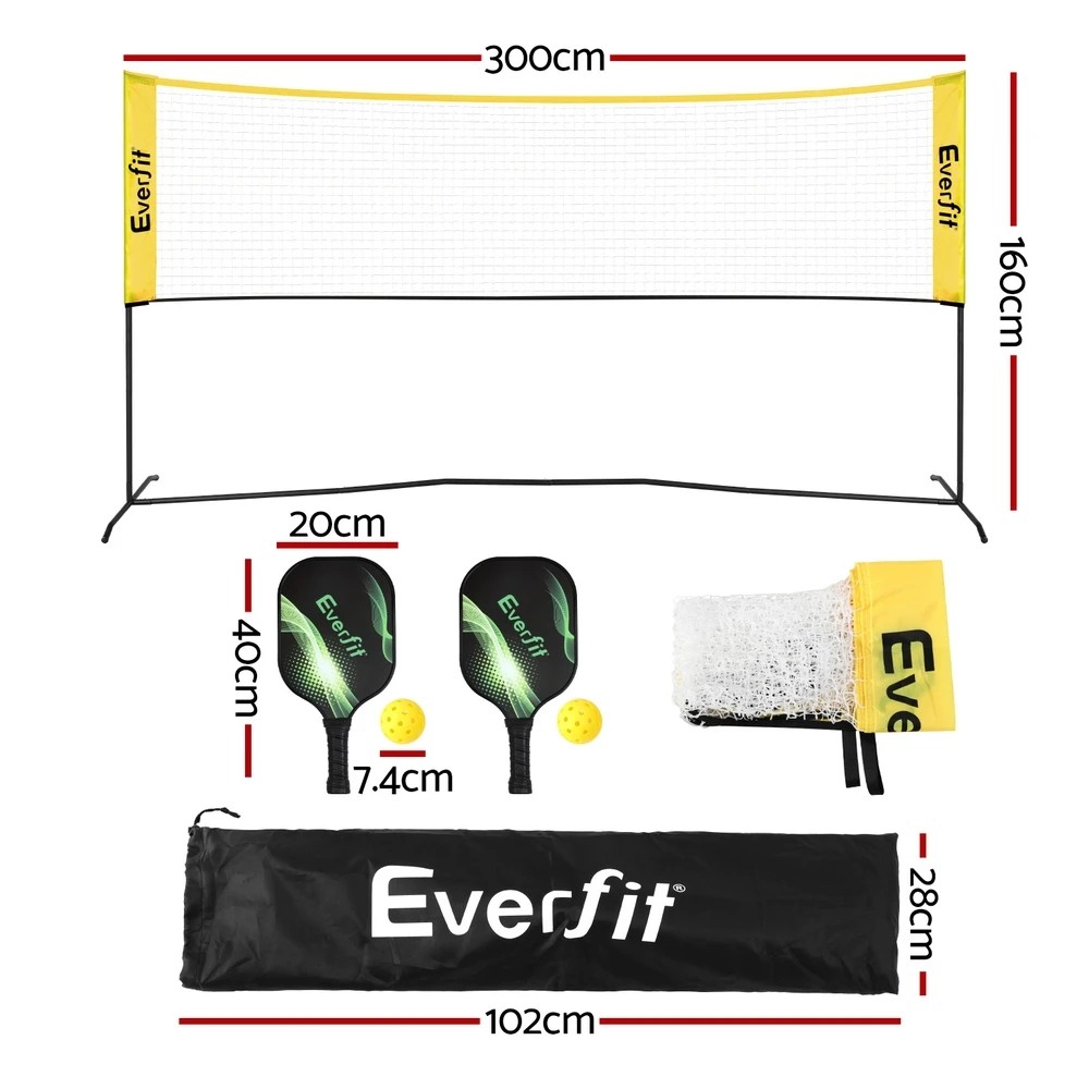 2 Everfit 10ft Portable Pickle Ball Net Adjustable Multi-Sport for Badminton Tennis - Green, 2 of 6