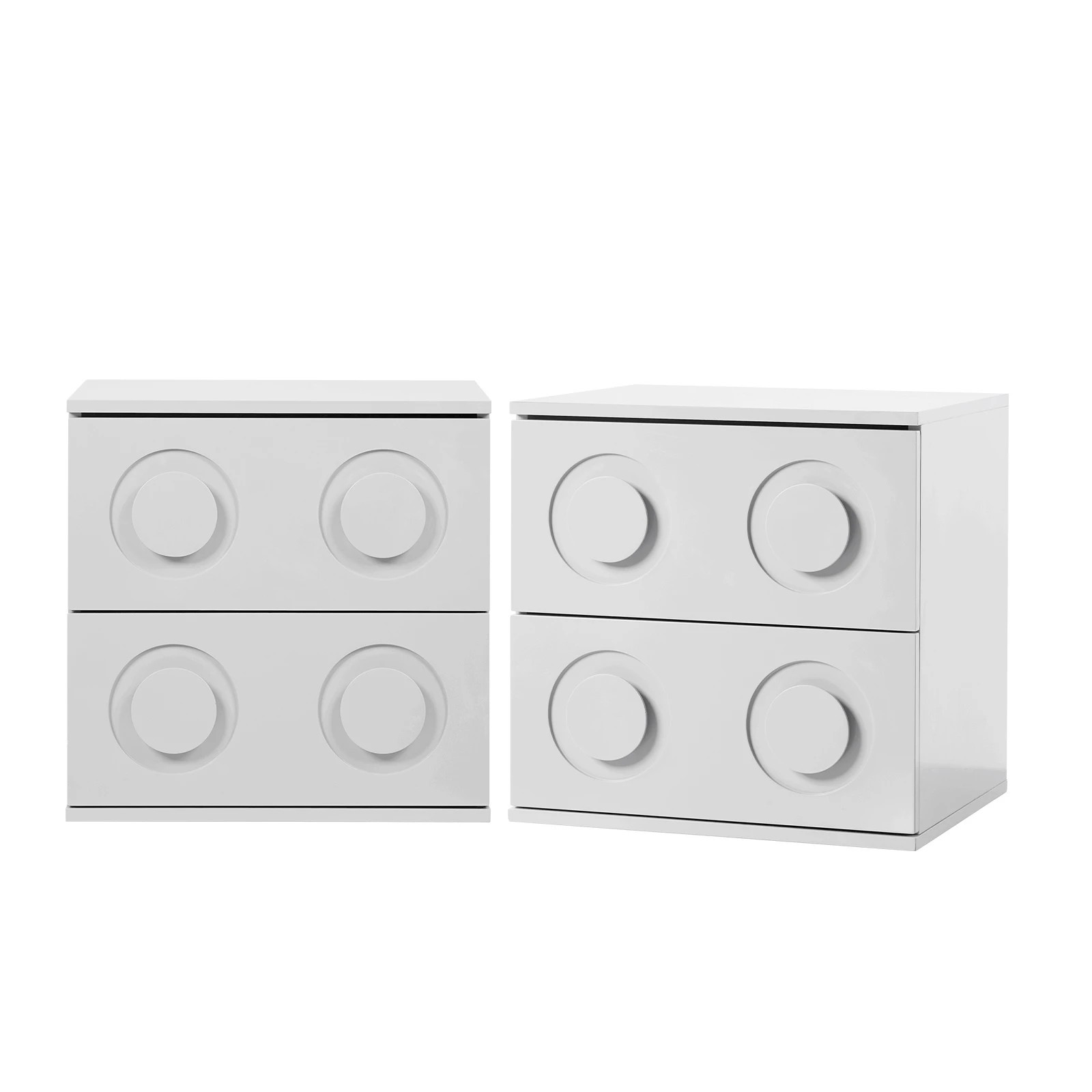 1 Oikiture 2x Bedside Table 2 Drawers Nightstand Side Storage Cabinet - White, 1 of 9