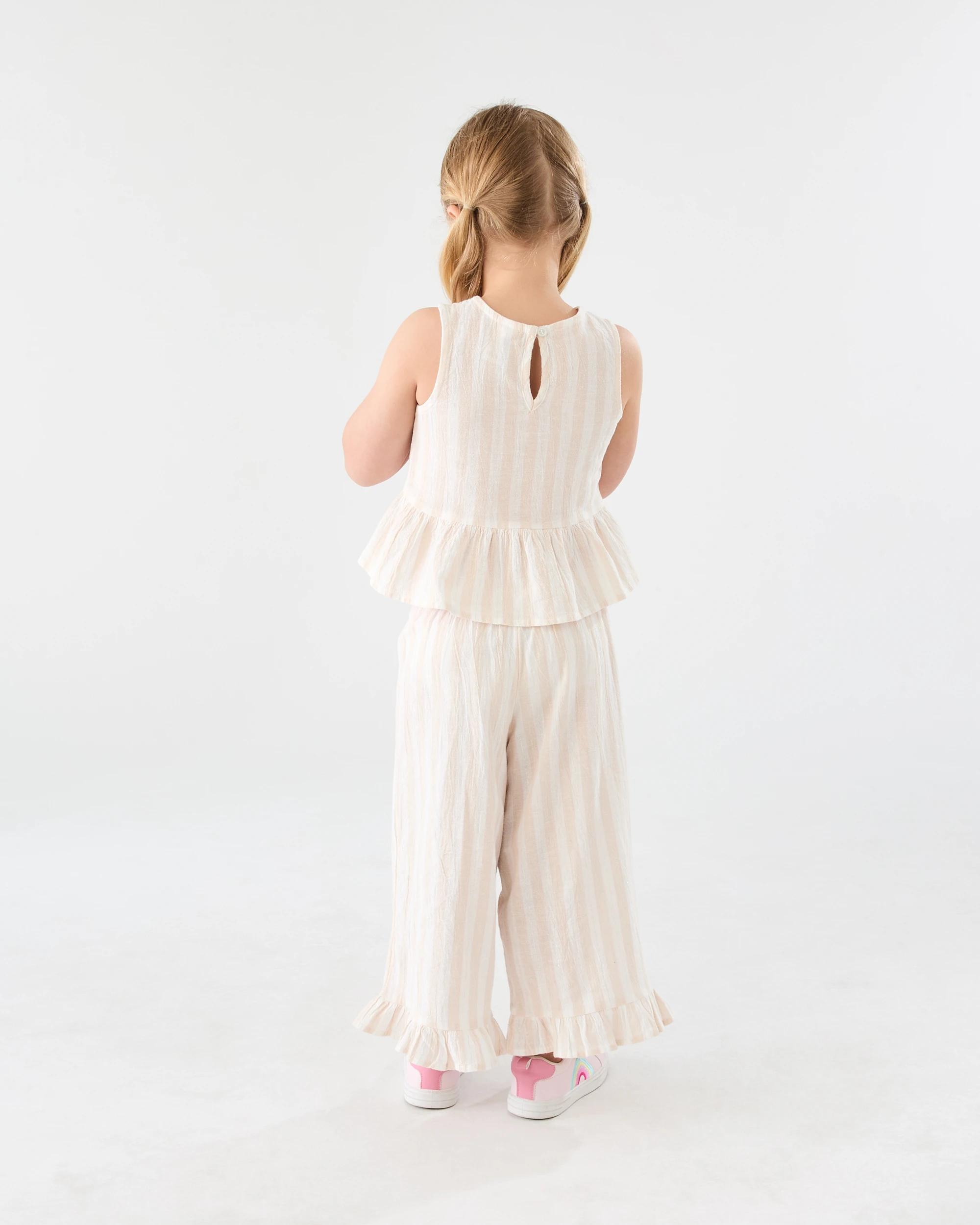 6 Tie Front Frill Top Bge Stripe, 6 of 6