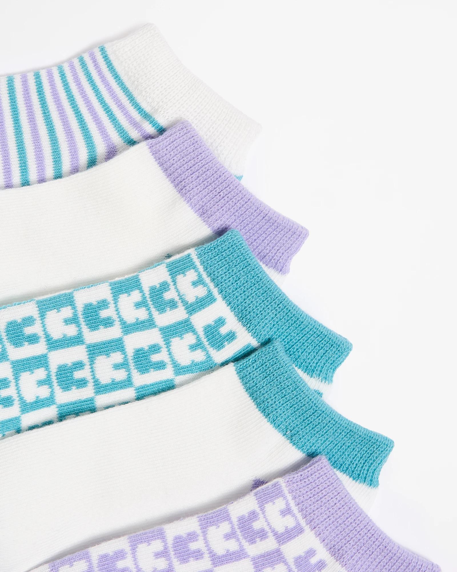 2 Kids Low Cut Bunny Check 5 Pack Socks - Maxx BUNNY CHECK GREEN/PURPLE, 2 of 3