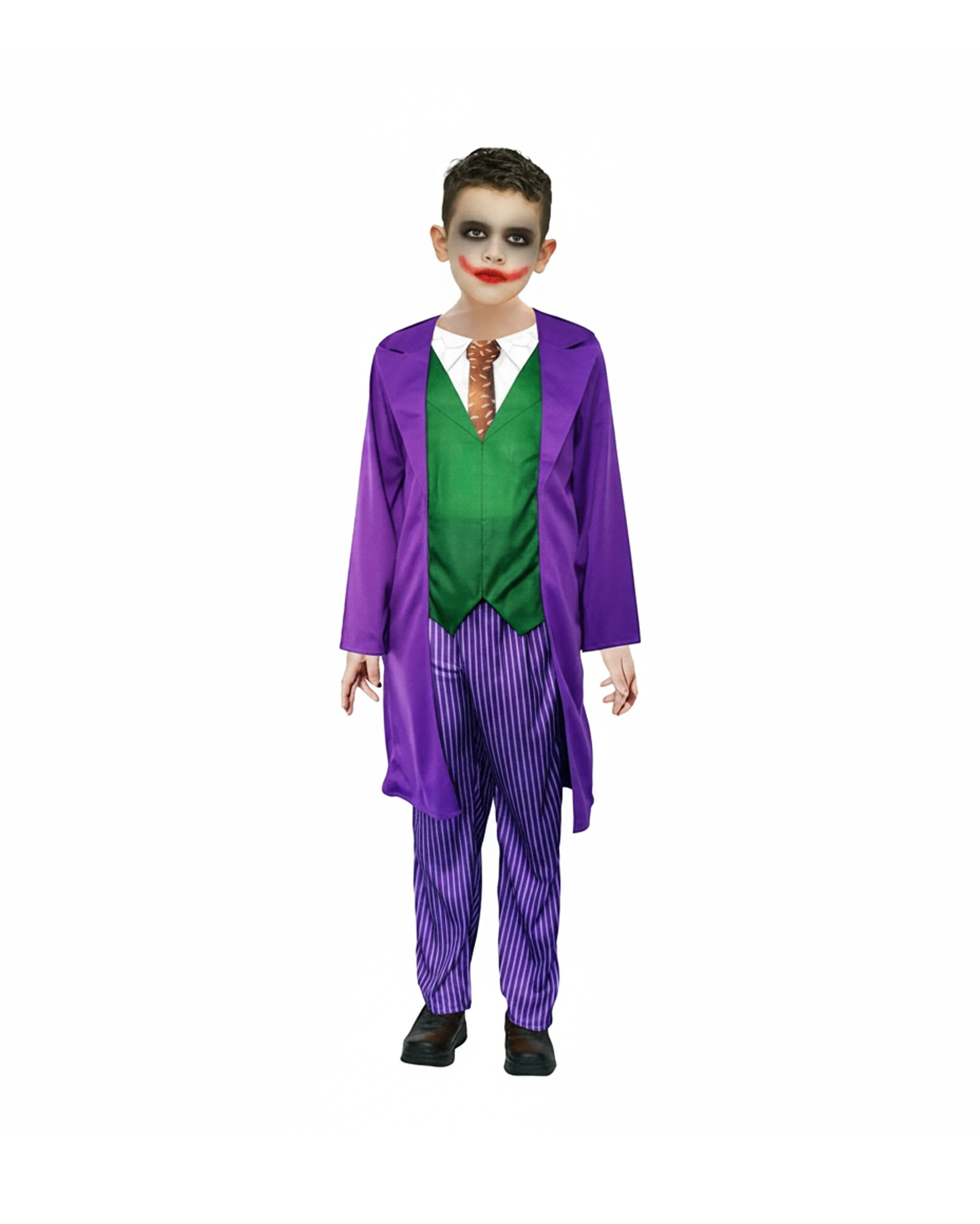 1 JD Party Clown Kids Costume Vest Striped Pants 10-12y - Purple, 1 of 1