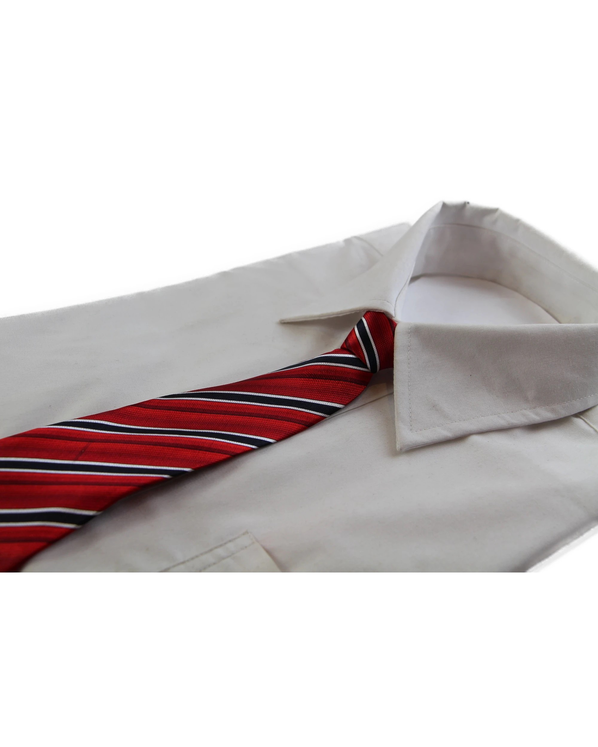 1 Zasel Kids Boys Red, White & Black Diagonal Patterned Elastic Neck Tie, 1 of 2