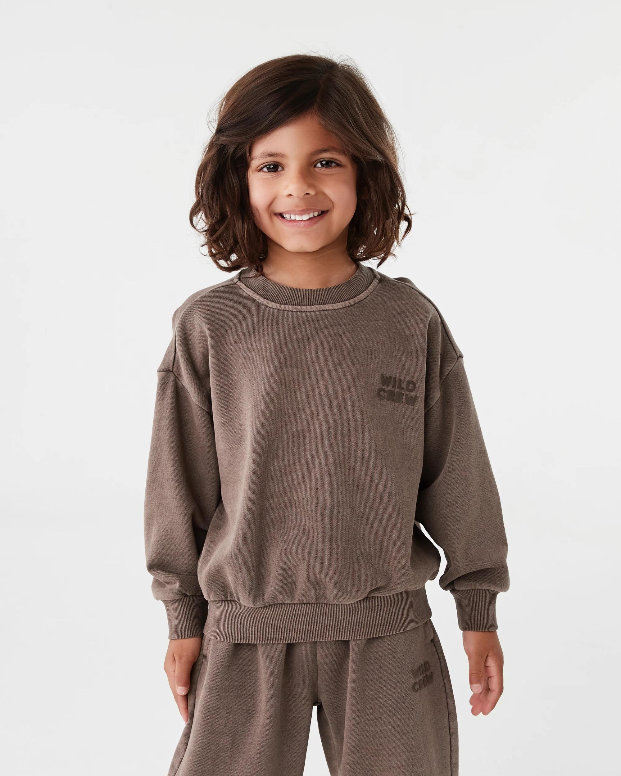 1 Oversized Washed Crew Neck Sweatshirt Mlky Brwn, 1 of 7