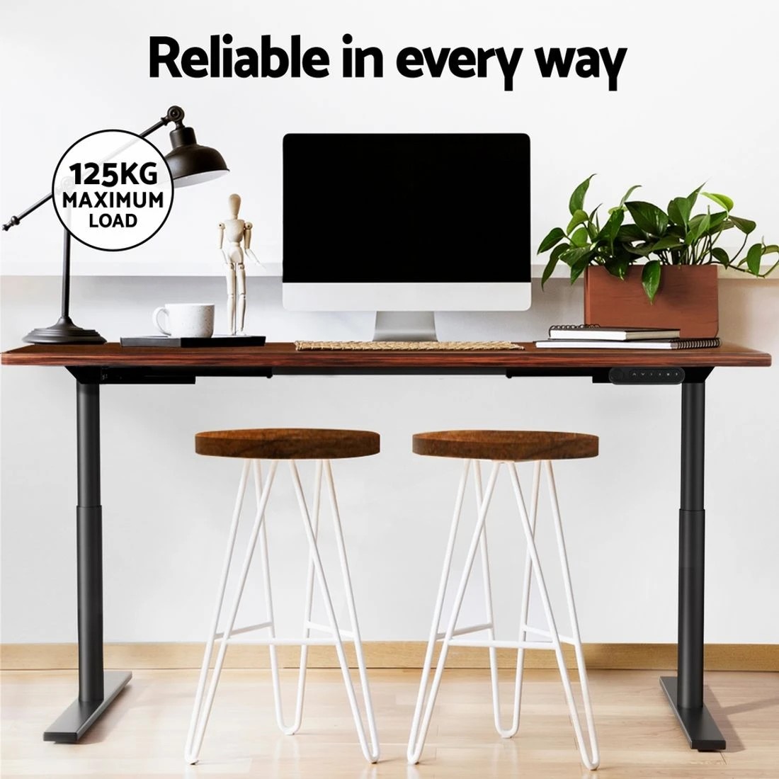 7 Artiss Standing Desk Motorised Electric Dual Motor Rustic  140CM - Brown, 7 of 7