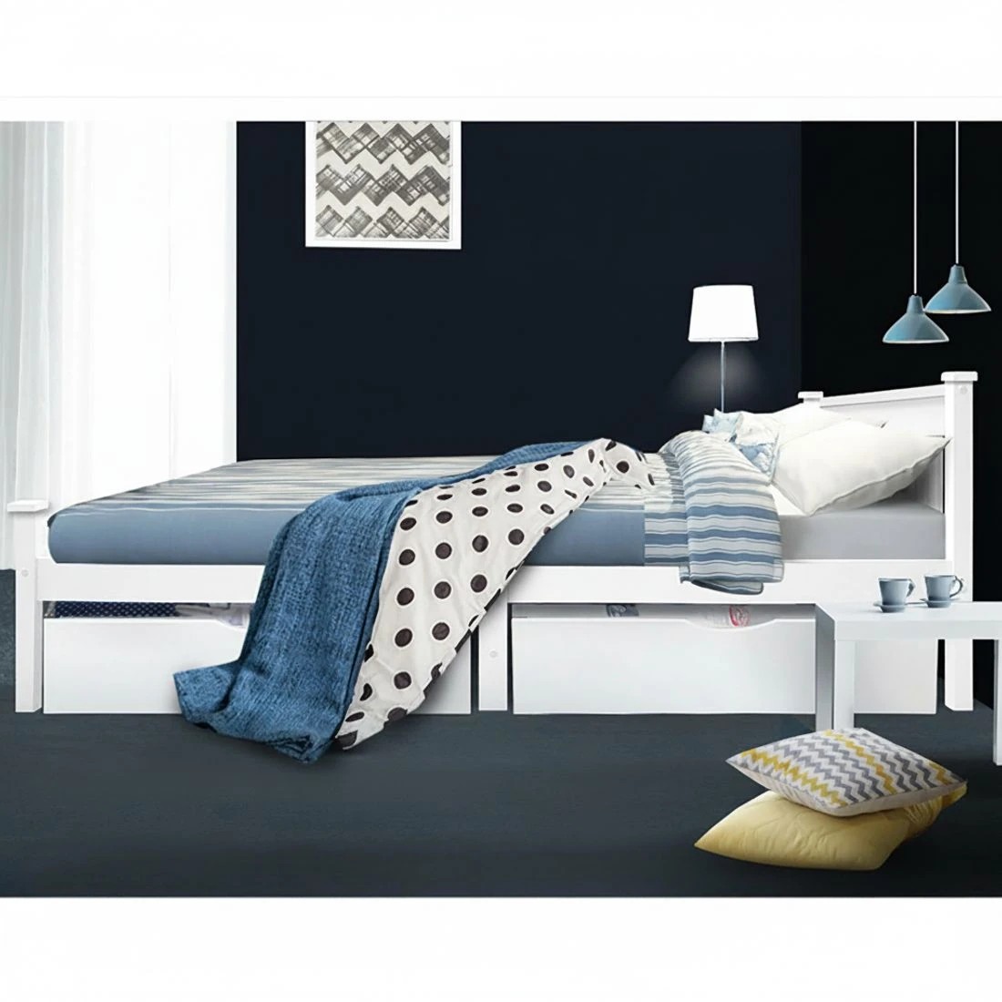 8 Artiss Bed Frame Queen Size Wooden RIO - White, 8 of 8