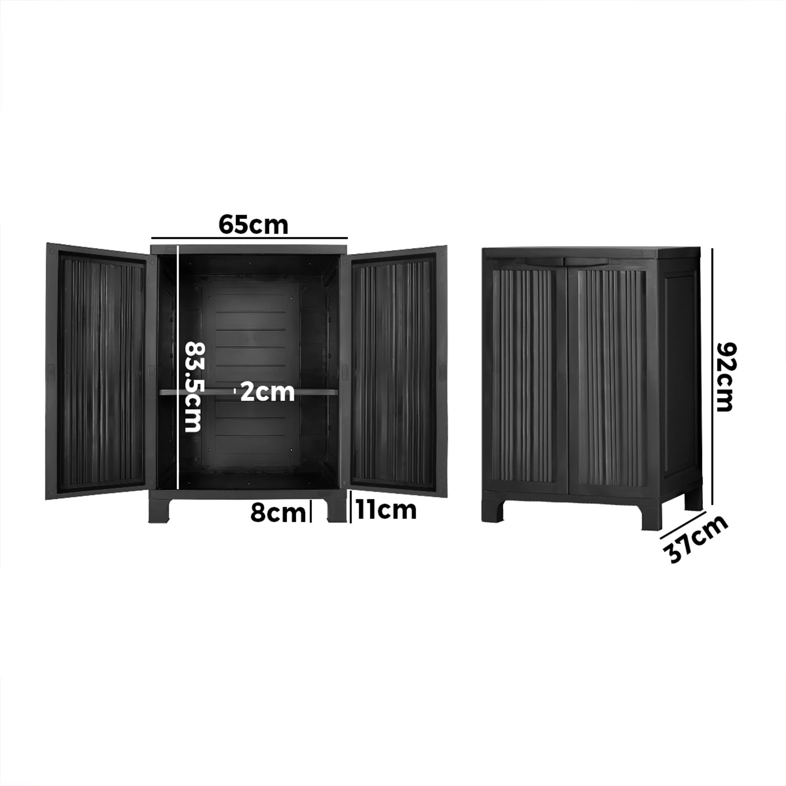 2 Livsip Outdoor Storage Cabinet Box Garden Garage Cupboard Adjustable Lockable - Black, 2 of 7