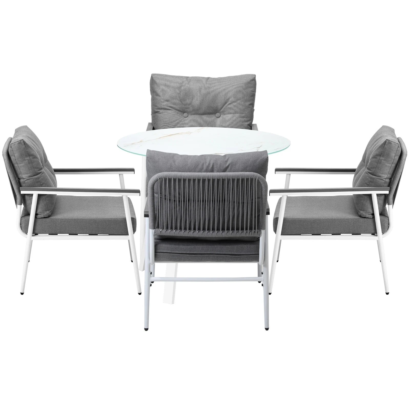 8 Livsip Outdoor Dining Setting Patio Furniture Set 4 Seater Tempered Glass Table - Multi, 8 of 9