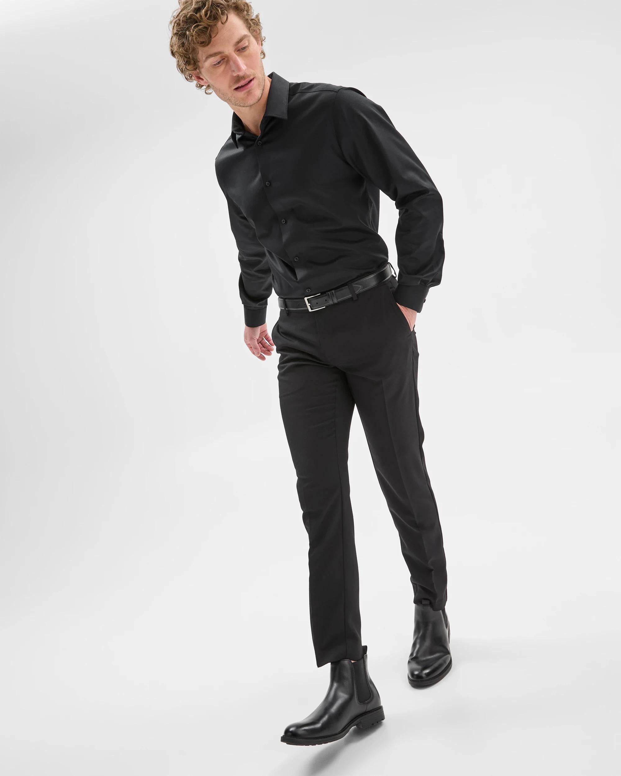 3 Preview Non Iron Long Sleeve Business Shirt BLACK, 3 of 7