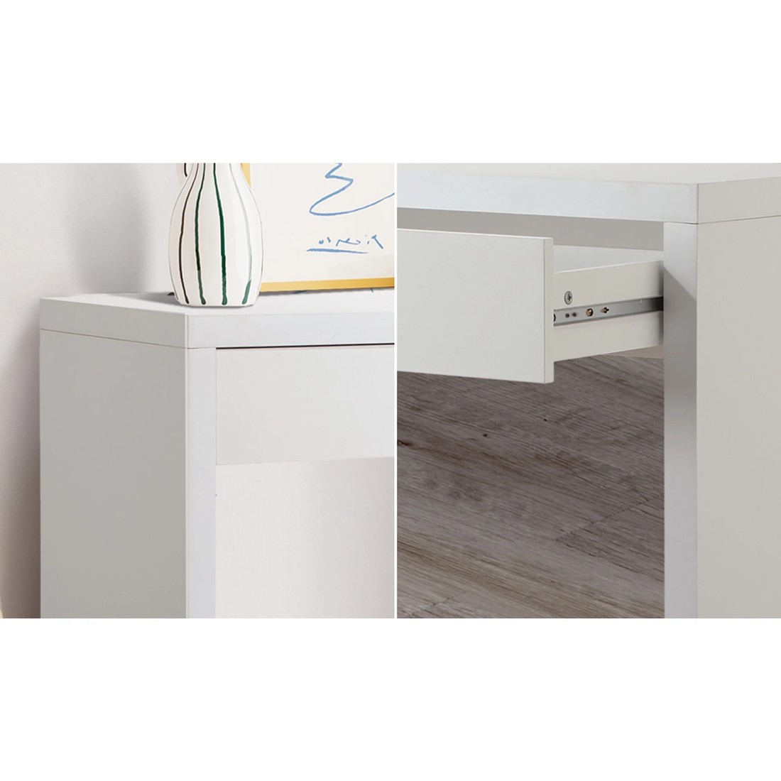 5 Oikiture Console Table Wood Sofa Table Hall Side Entry With Drawer
 - White, 5 of 10