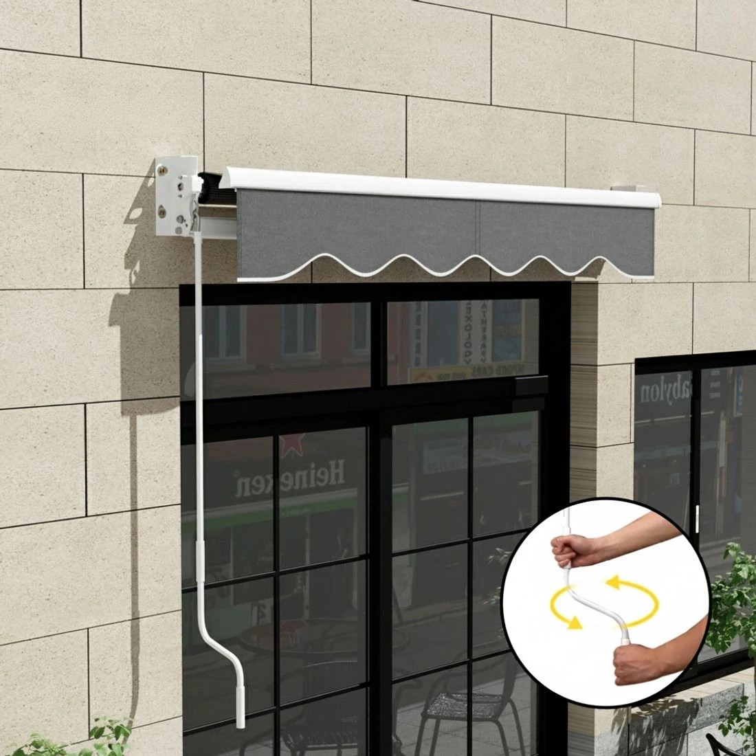 6 Instahut Retractable Folding Arm Awning Manual Sunshade 2Mx1.5M - Grey, 6 of 6