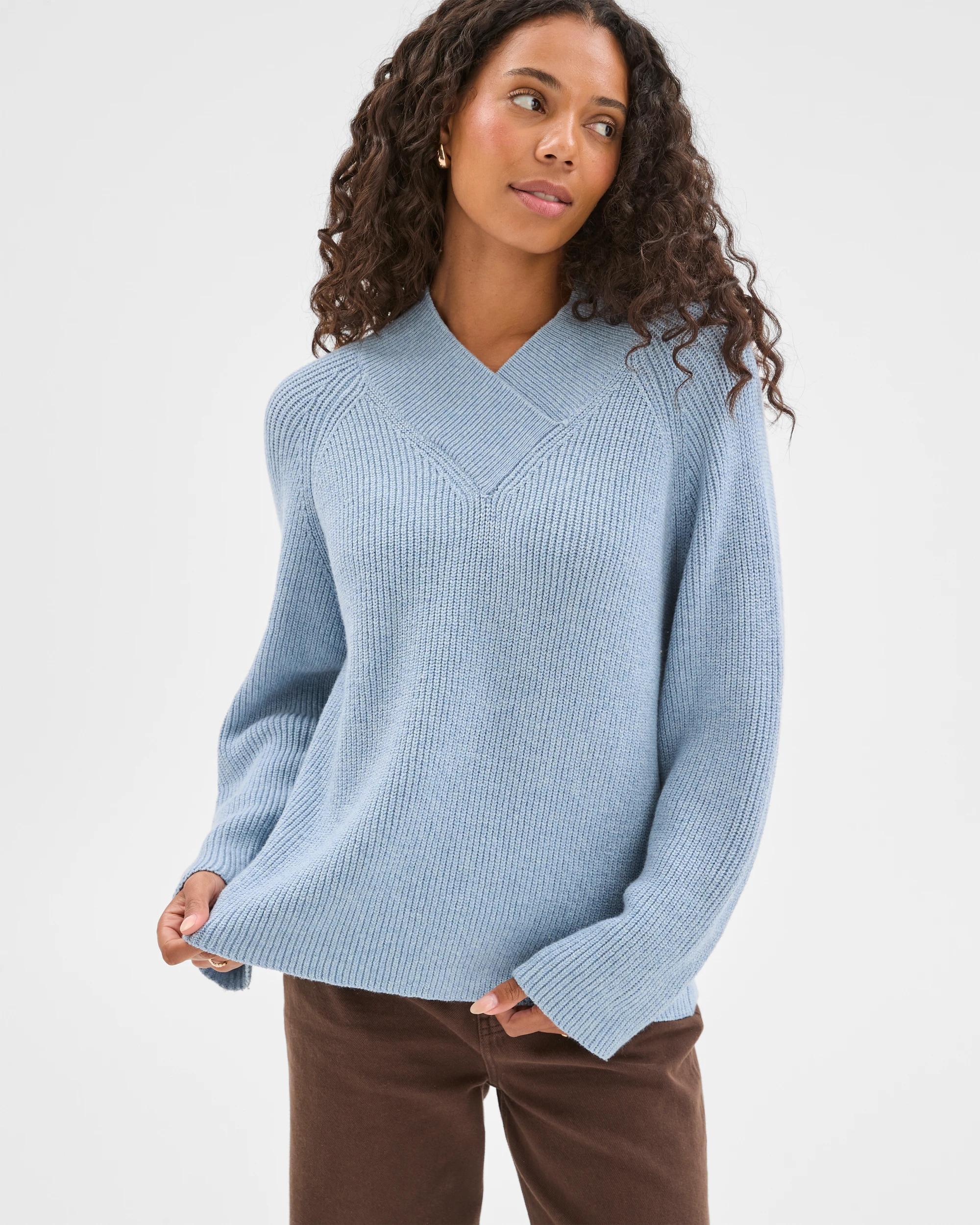 4 Target Woman High Wrap Neck Relaxed Jumper MID BLUE MARLE, 4 of 8