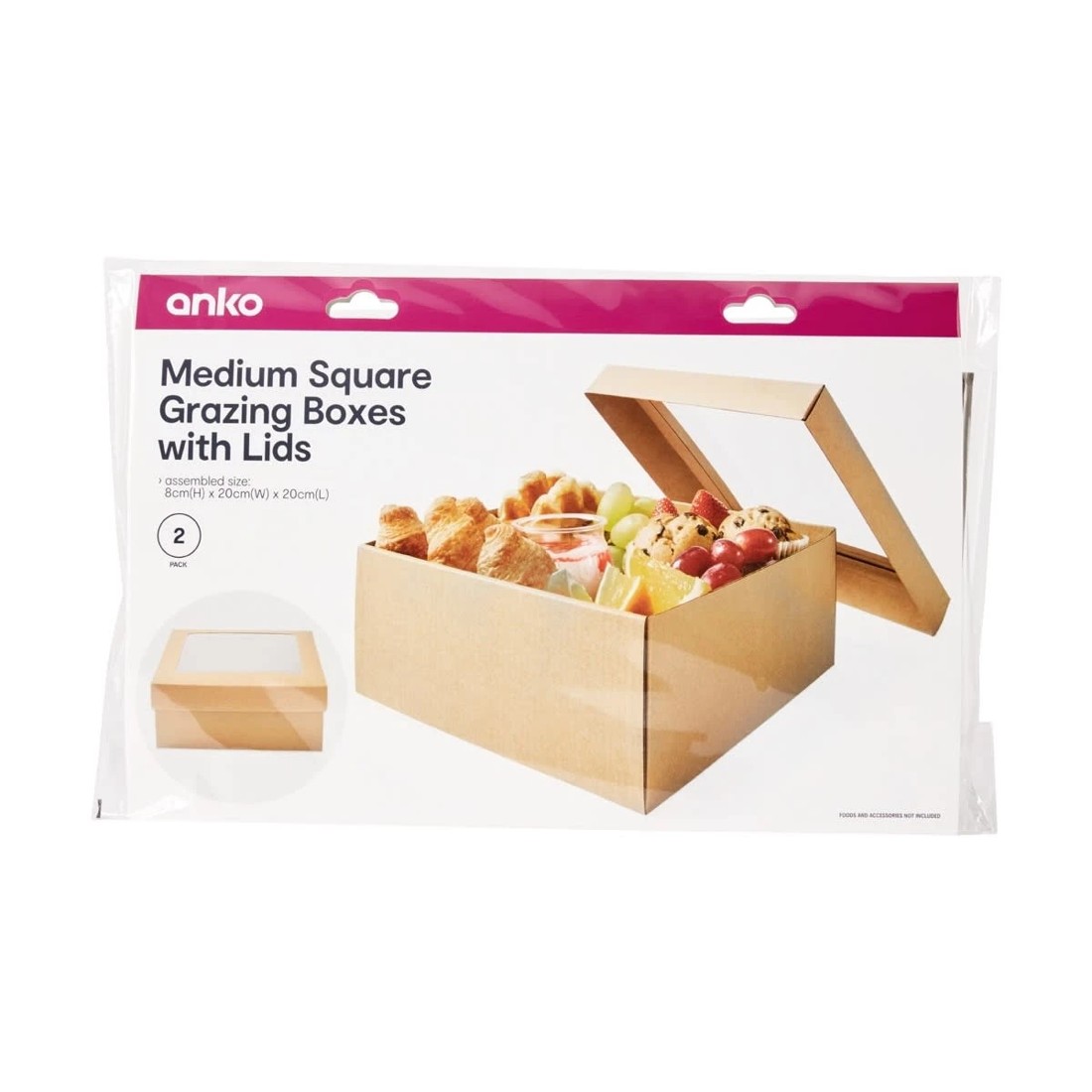 8 2 Pack Medium Square Grazing Boxes with Lids, 8 of 8