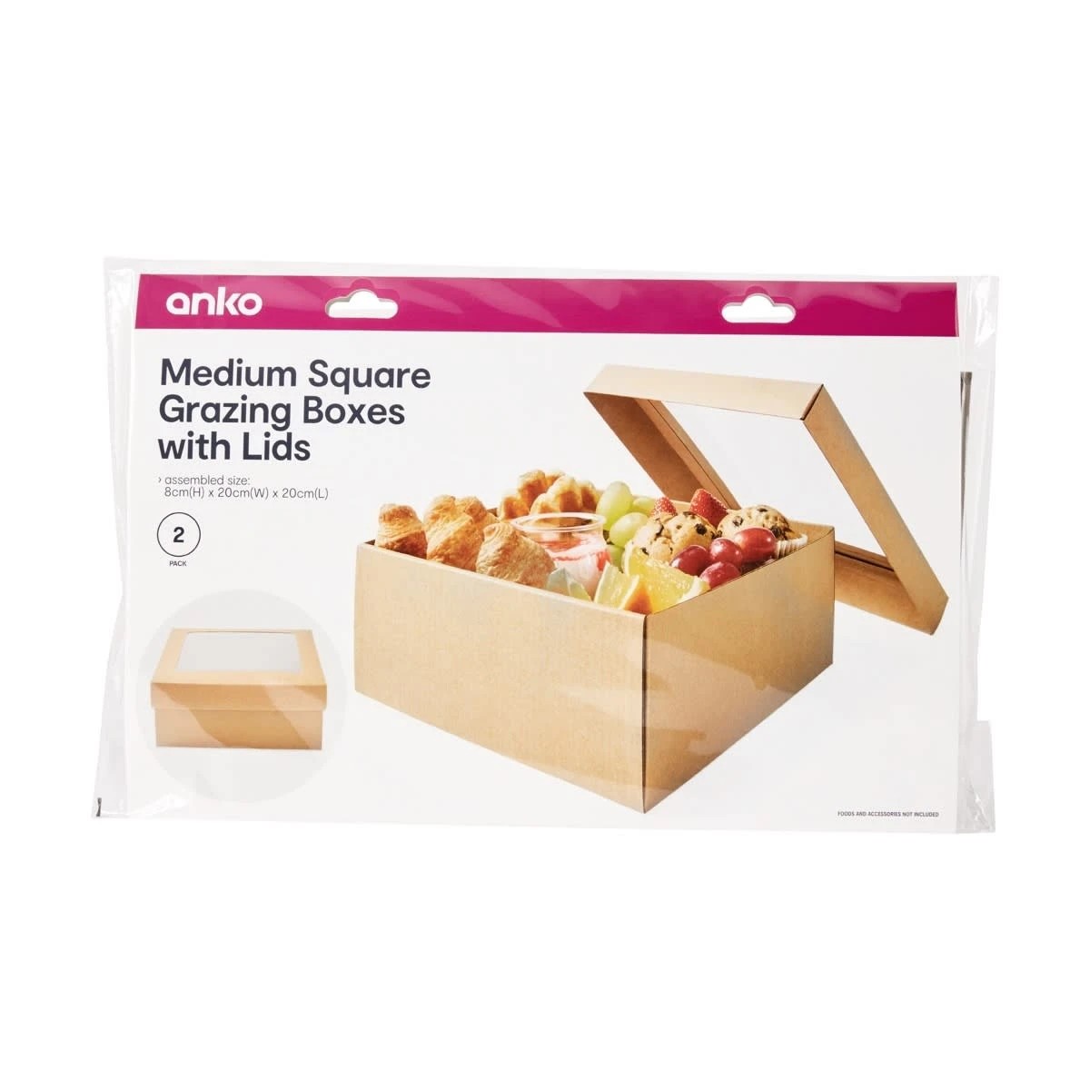 8 2 Pack Medium Square Grazing Boxes with Lids, 8 of 8