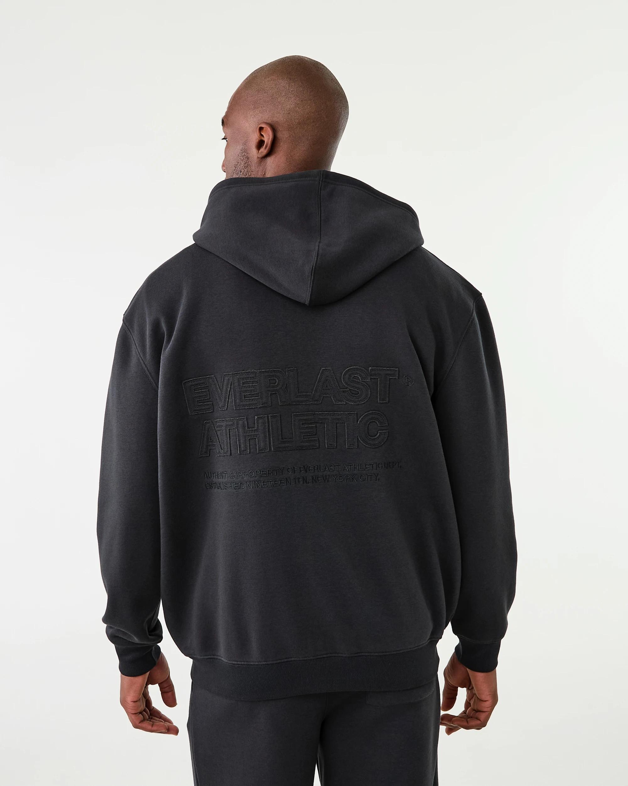 4 Everlast Mens Oversized Applique Zip Through Hoodie Fade Black, 4 of 10