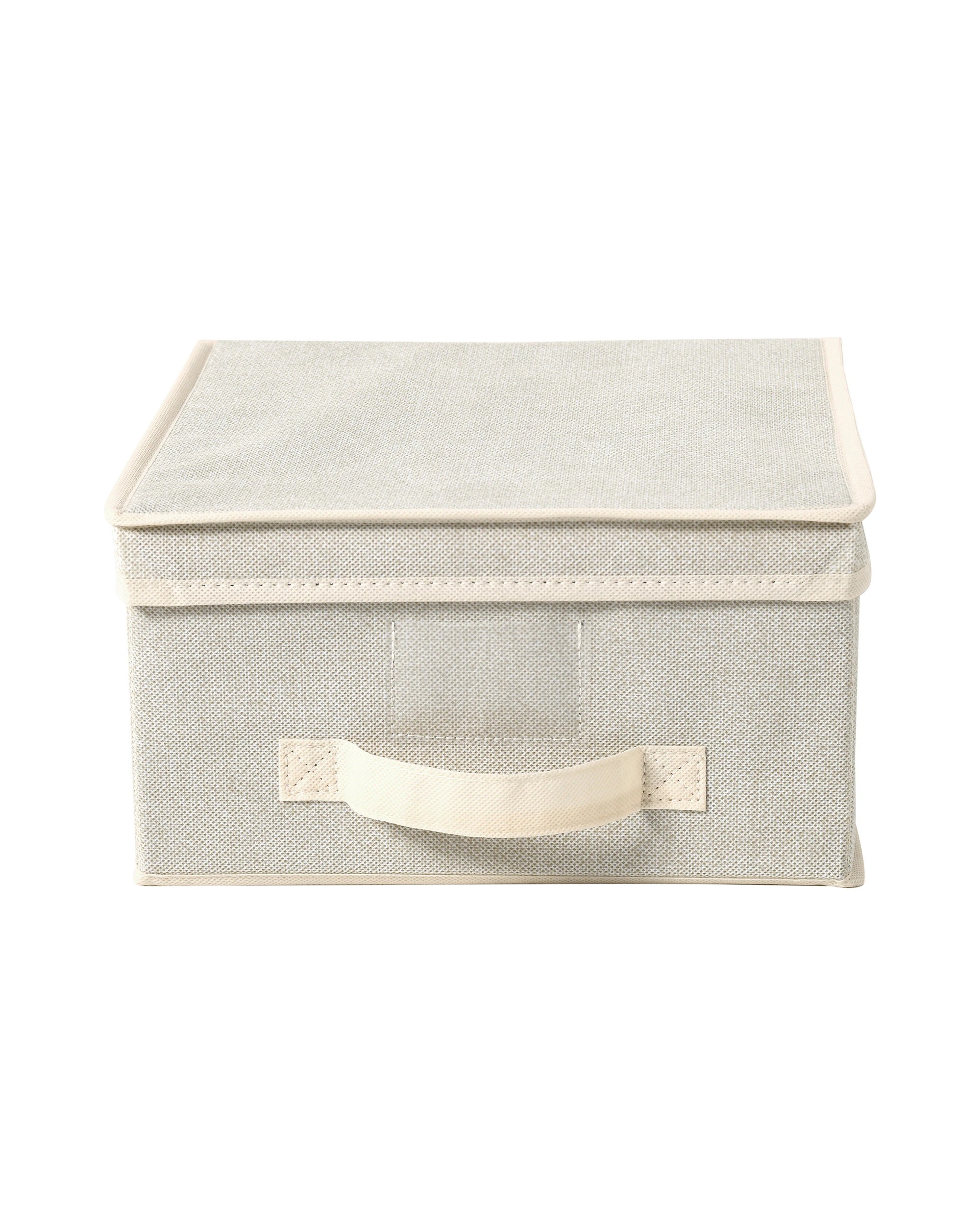 4 Takara Kasa Faux Linen Collapsible Storage Box with Lid 5 Pack 30x30x16cm - Natural, 4 of 10