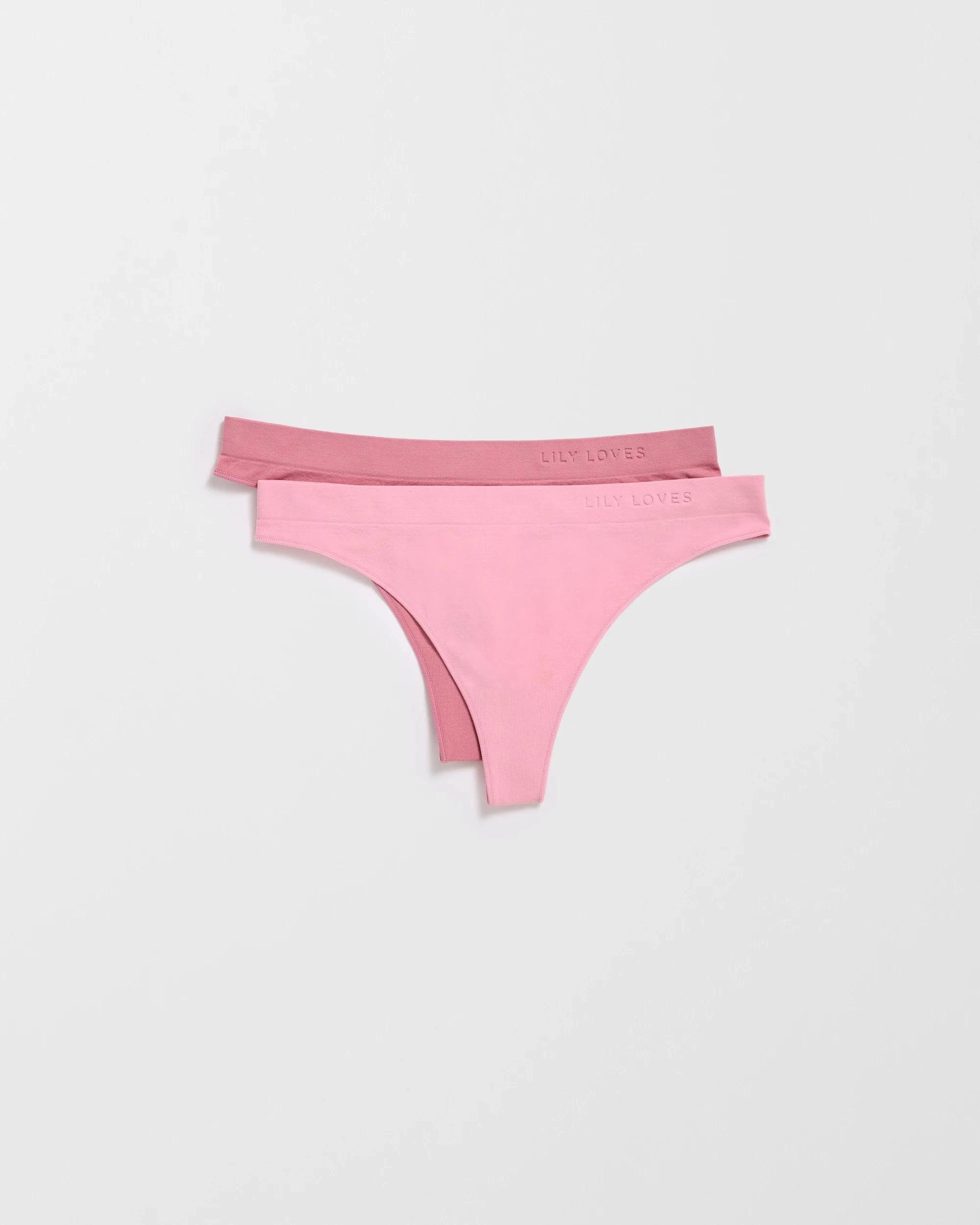 1 Lily Loves 2 Pack Seamfree Embossed G-String Briefs CAMEO/FOXGLOVE, 1 of 3