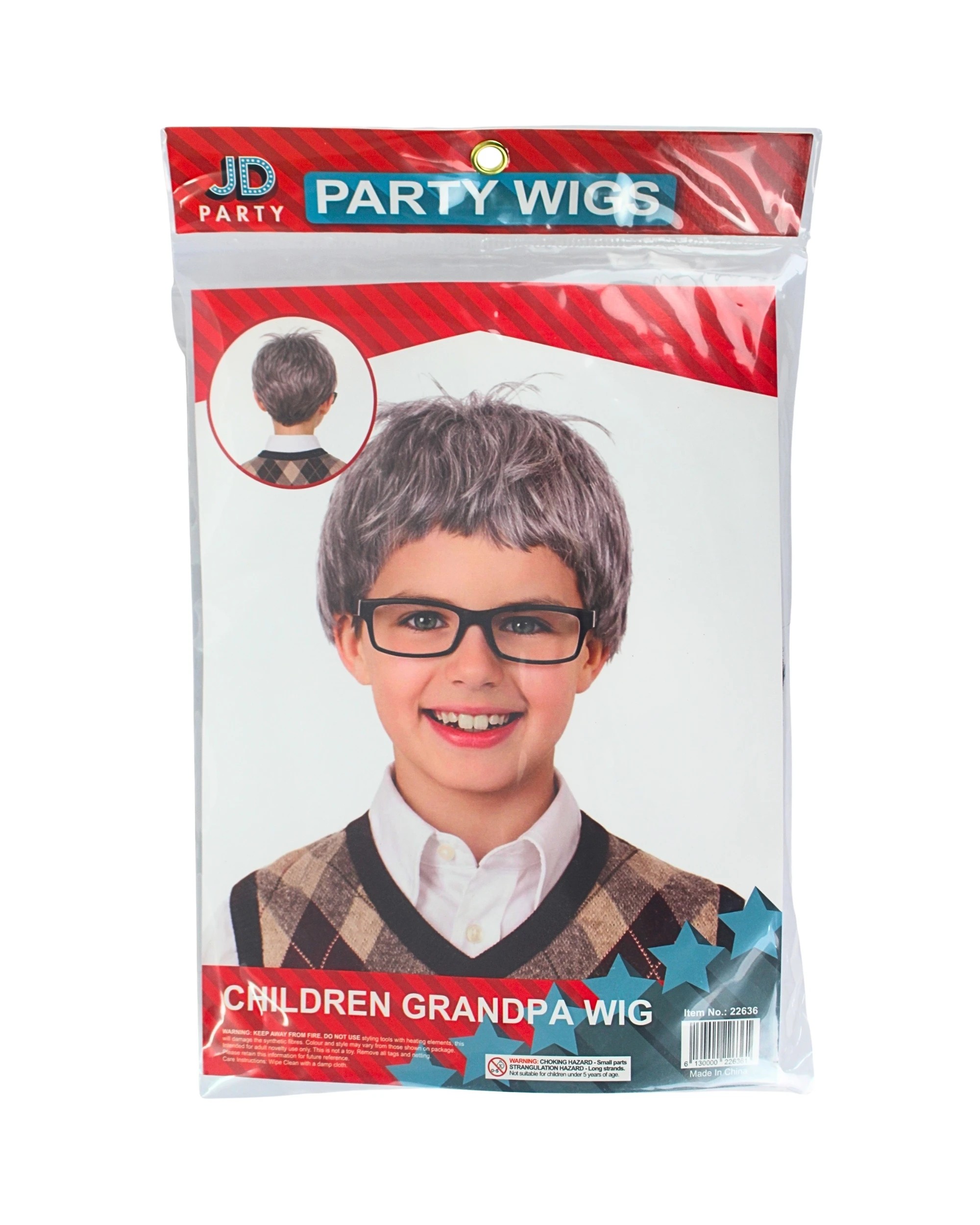 3 JD Party Kids Grandpa Wig - One Size - Grey, 3 of 4
