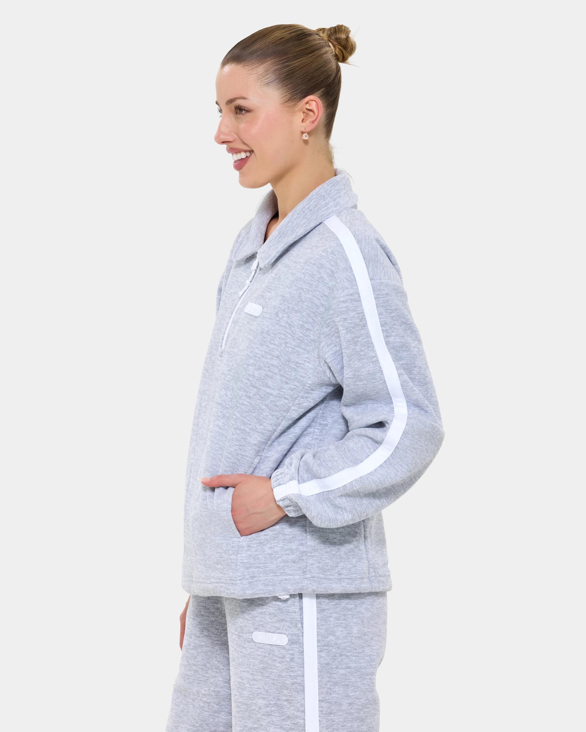 3 Fila Victoria Polar Fleece Quarter‑Zip Jumper GREY MARLE, 3 of 7
