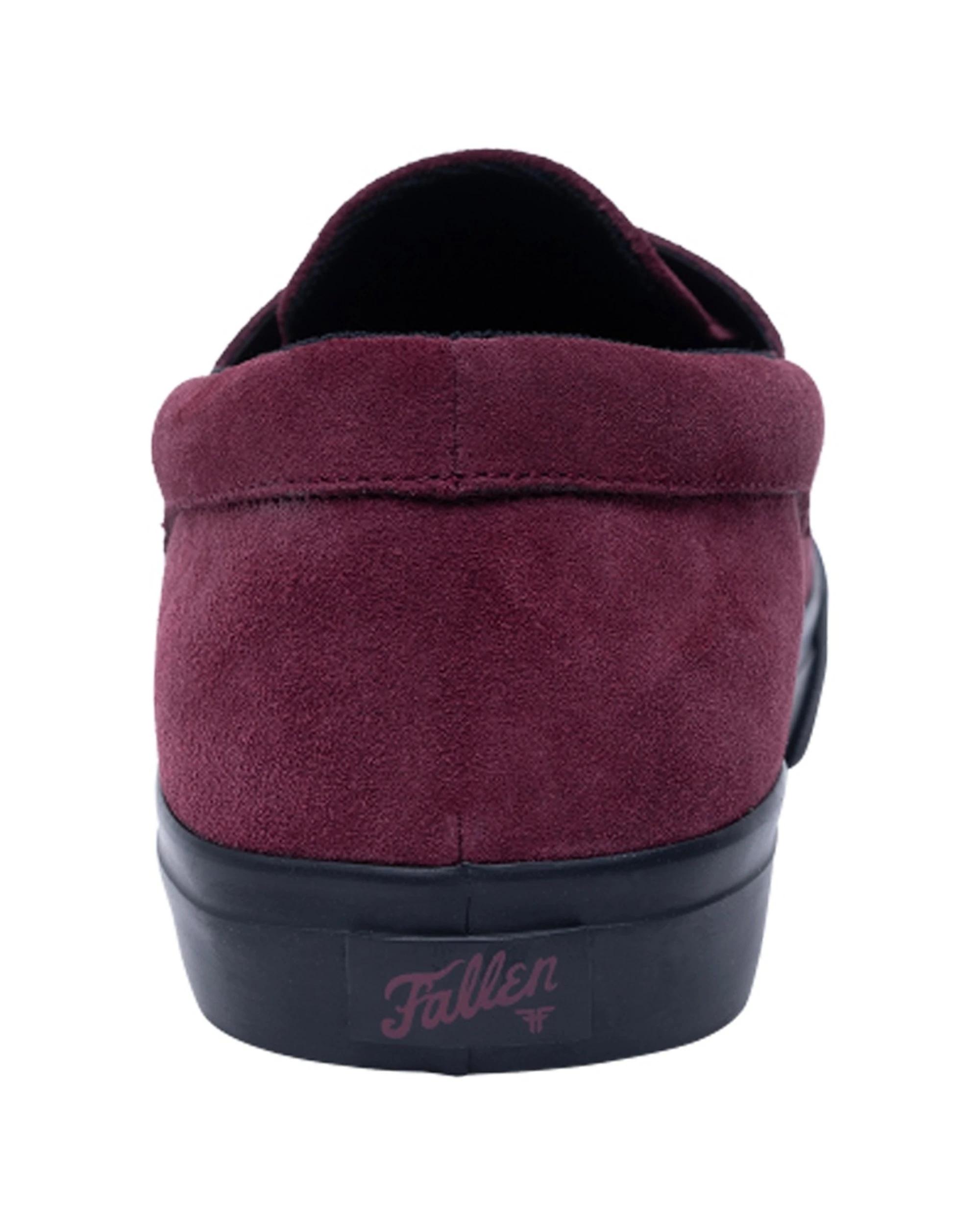 5 Fallen Footwear Melrose Mens Slip On Loafers Suede Timeless Style Versatility Casual Shoe BURGUNDY/BLACK, 5 of 5