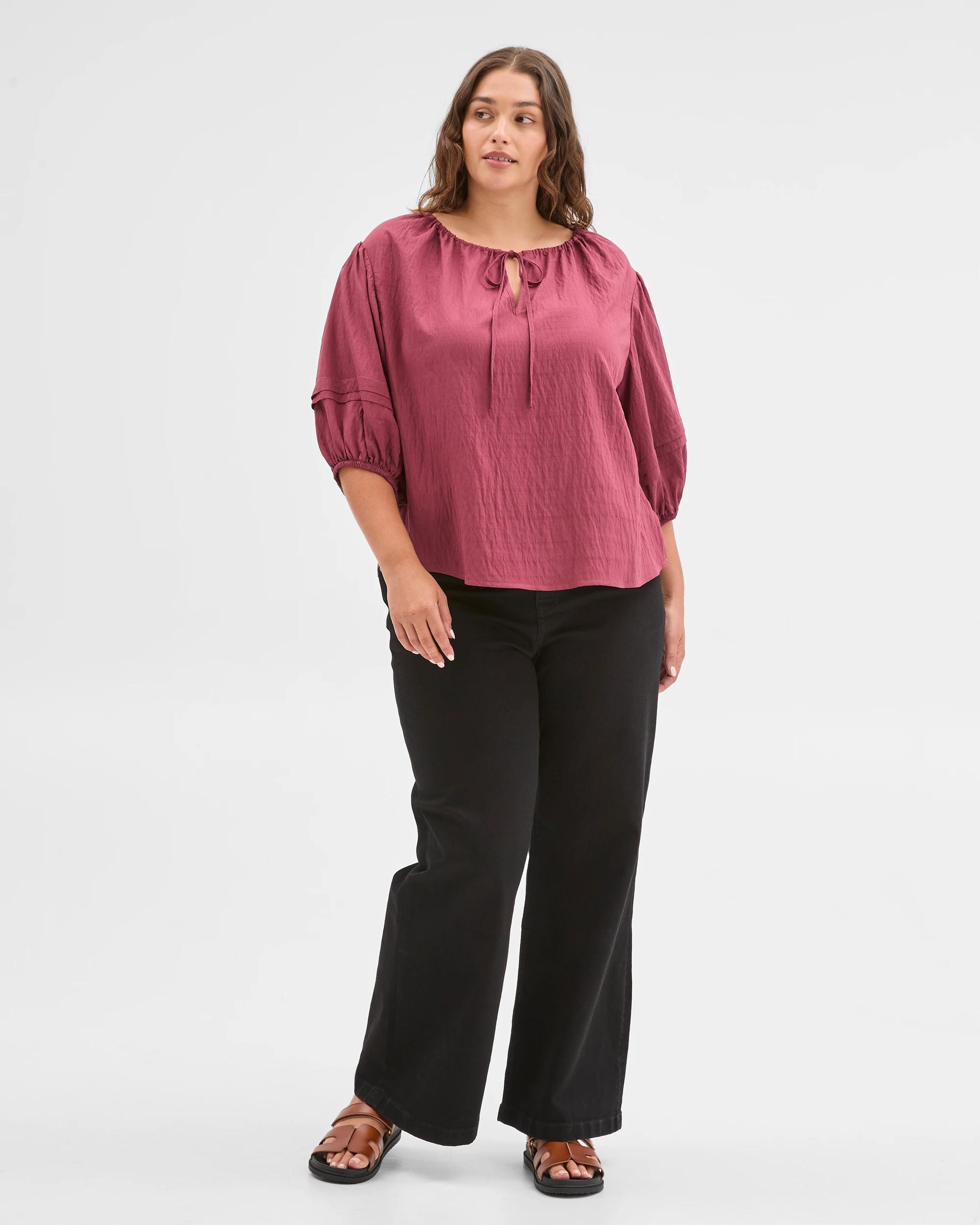 1 Target Curve Plus Size 3/4 Balloon Sleeve Blouse MULBERRY, 1 of 7