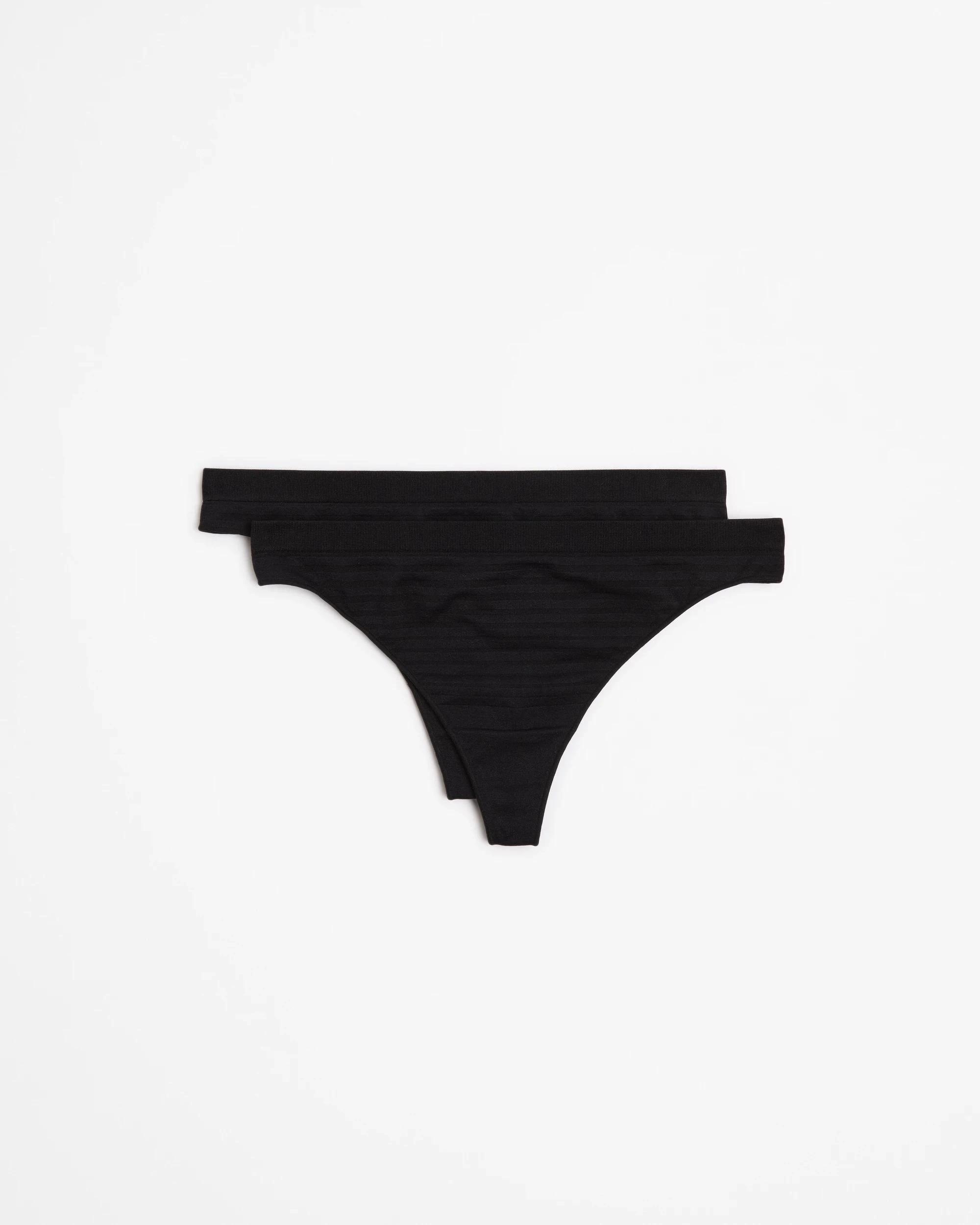 1 Target 2 Pack Seamfree Matte and Shine G-String Briefs BLACK, 1 of 3