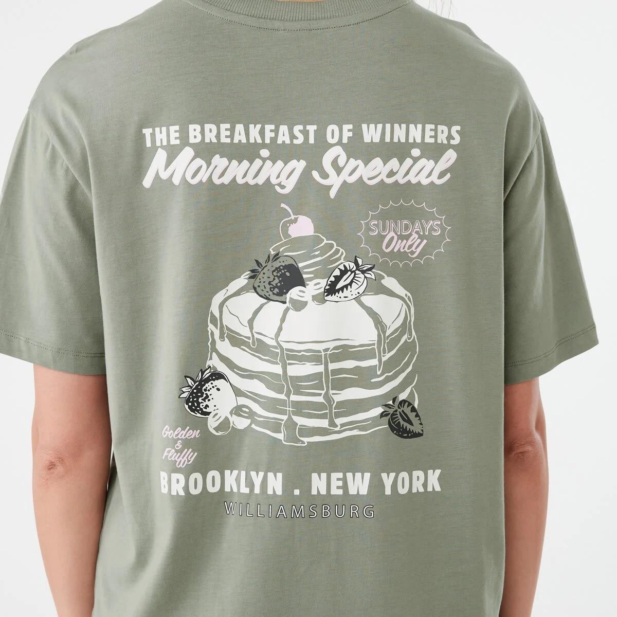 6 Short Sleeve Oversized Boyfriend T-shirt BREAKFAST SOFT KHAKI, 6 of 6