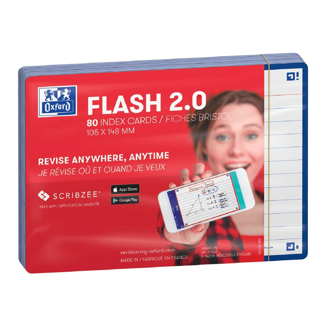 1 Oxford Flash 2.0 Index Cards Ruled 105 x 148mm Navy 80 Pack, 1 of 3