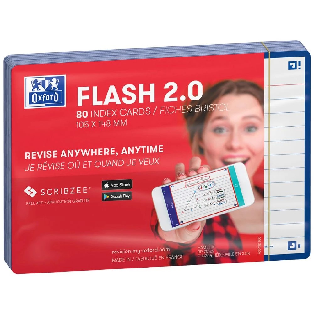 1 Oxford Flash 2.0 Index Cards Ruled 105 x 148mm Navy 80 Pack, 1 of 3