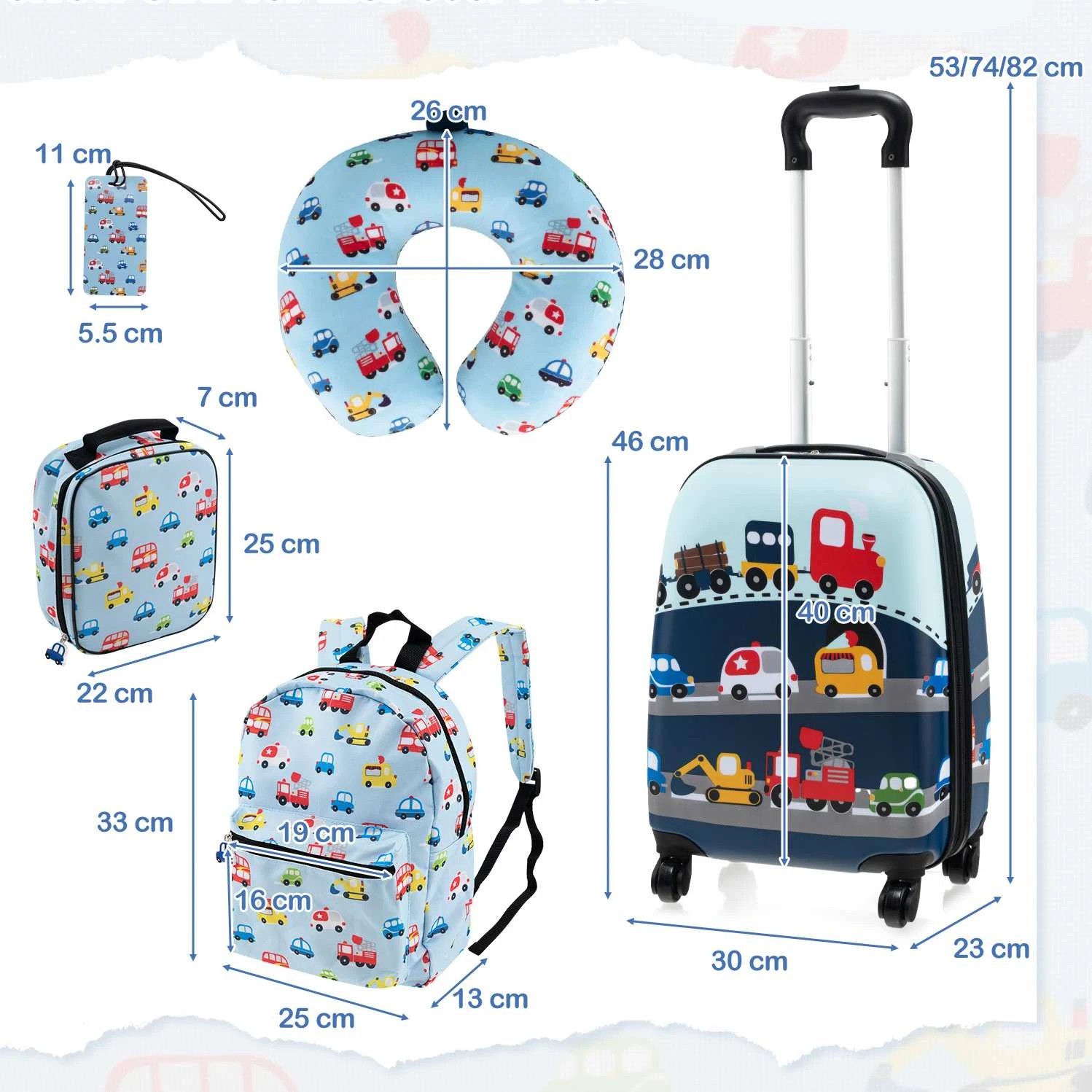 2 Costway 5PCS Carry-on Luggage Set Rolling Suitcase Set w/Neck Pillow - Blue, 2 of 2