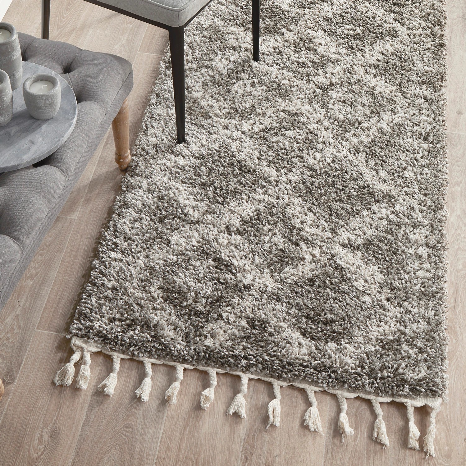 1 Common Ground Rugs Amber 33 400x80cm - Large Runner Power Loomed Shag Rug - Silver, 1 of 7