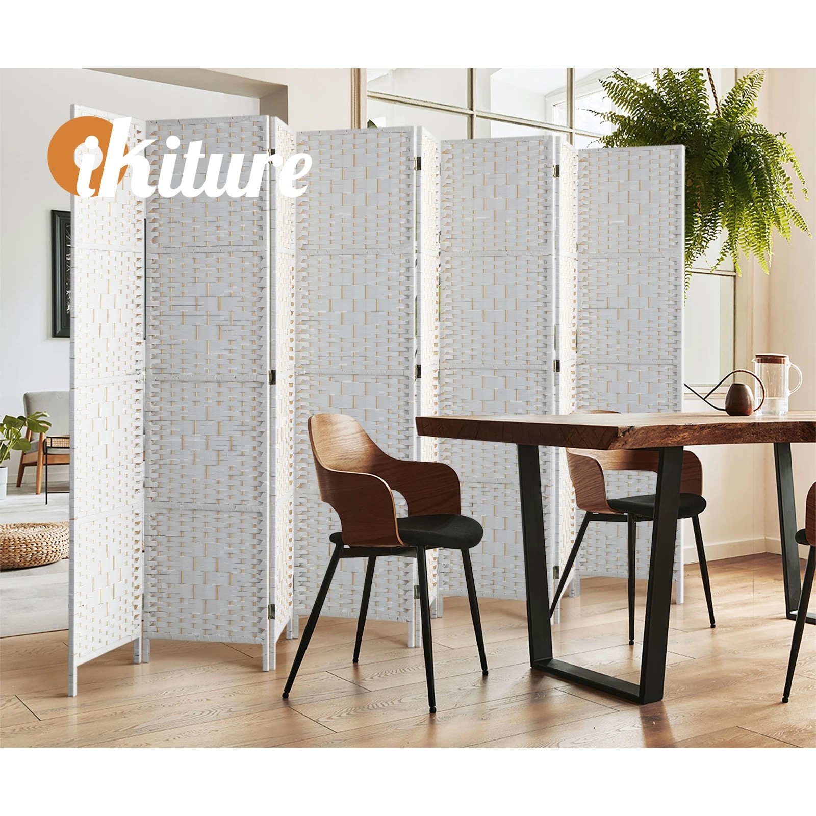 6 Oikiture 8 Panels Room Divider - White, 6 of 10