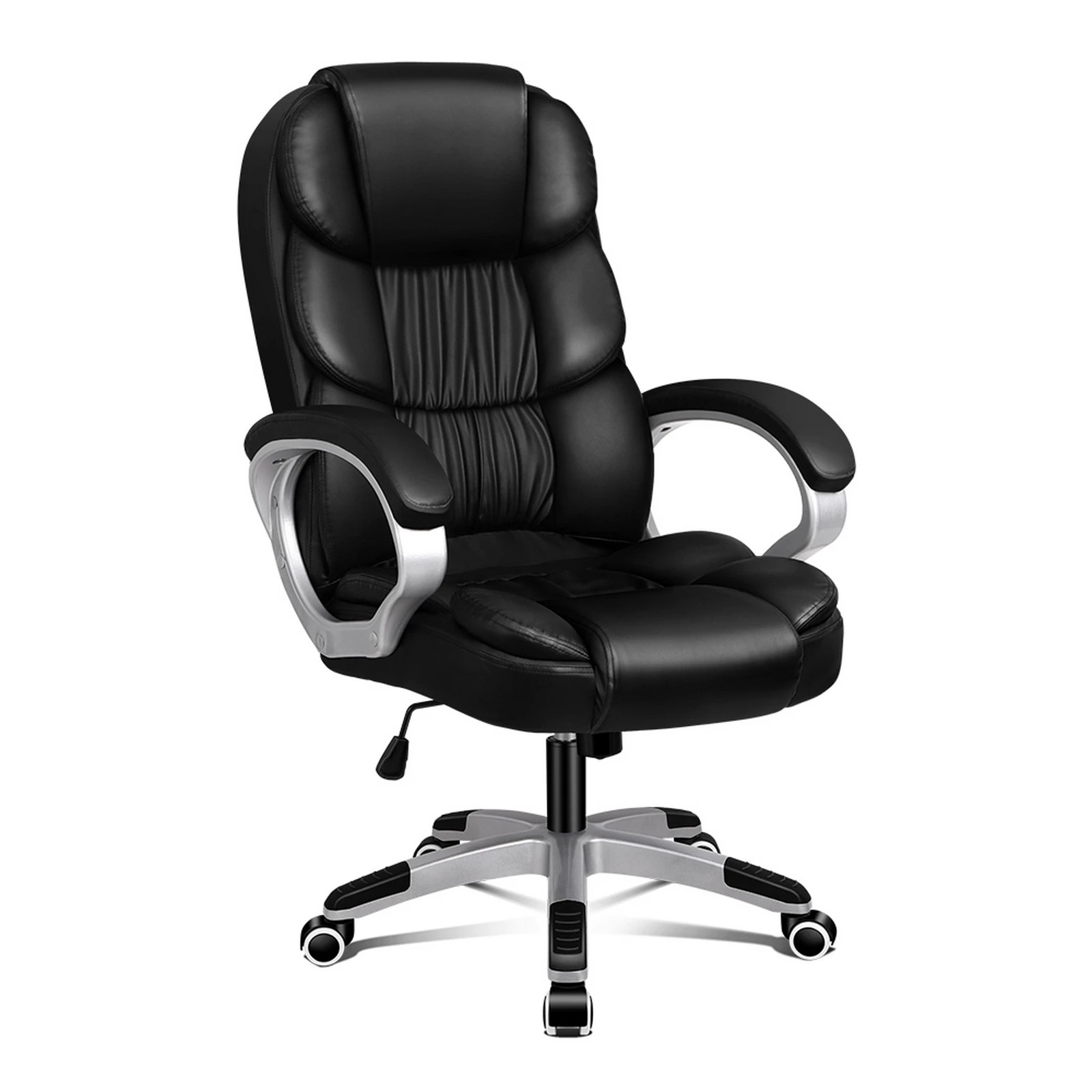 1 Alfordson Office Chair Executive Computer Gaming Racer PU Leather Work Seat - Black, 1 of 10