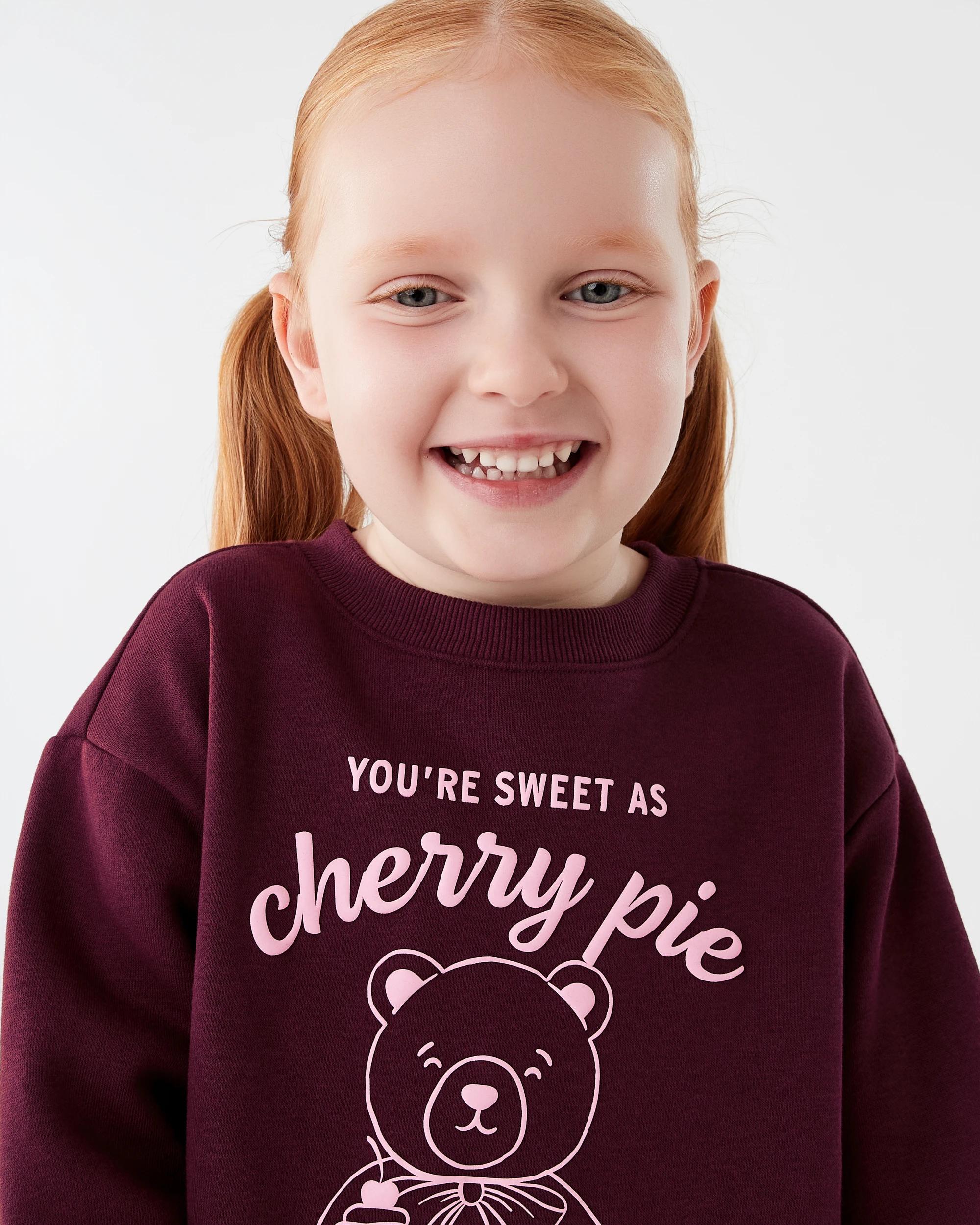 3 Print Crew Sweater Red Teddy, 3 of 7