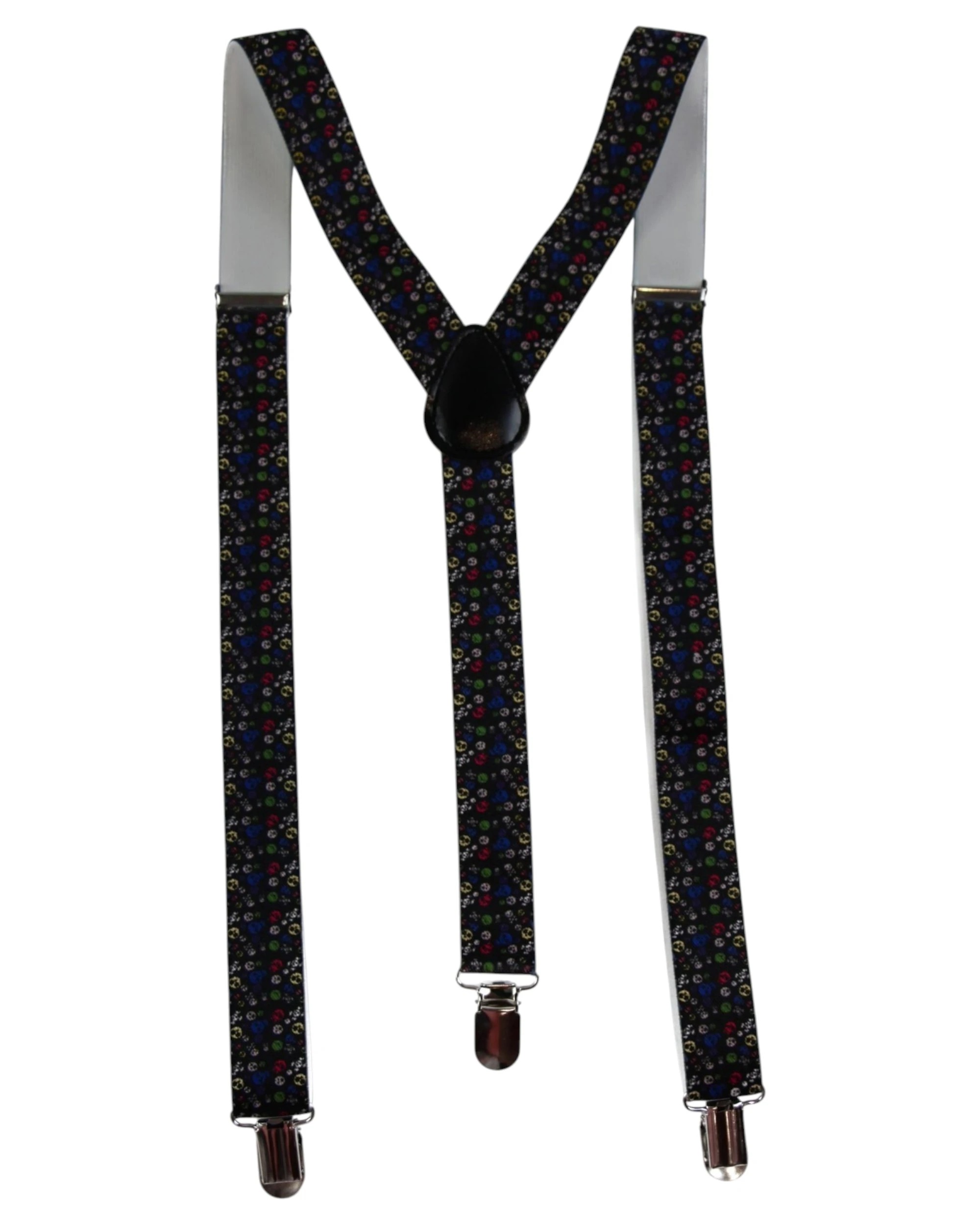 1 Zasel Mens Adjustable Rainbow Skulls Patterned Suspenders - Multi - Multi, 1 of 5