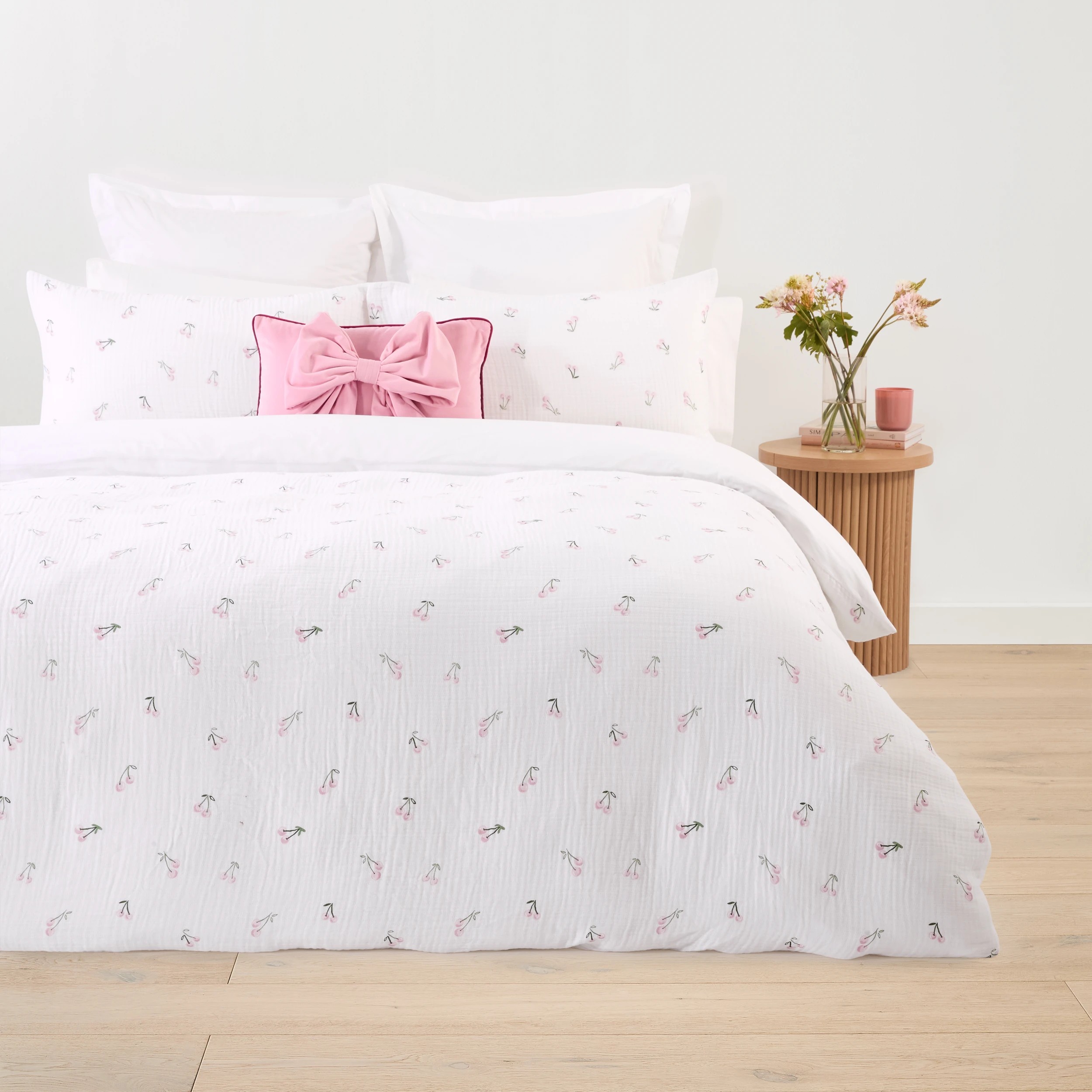1 Cherry Muslin Cotton Quilt Cover Set - Single Bed, 1 of 7